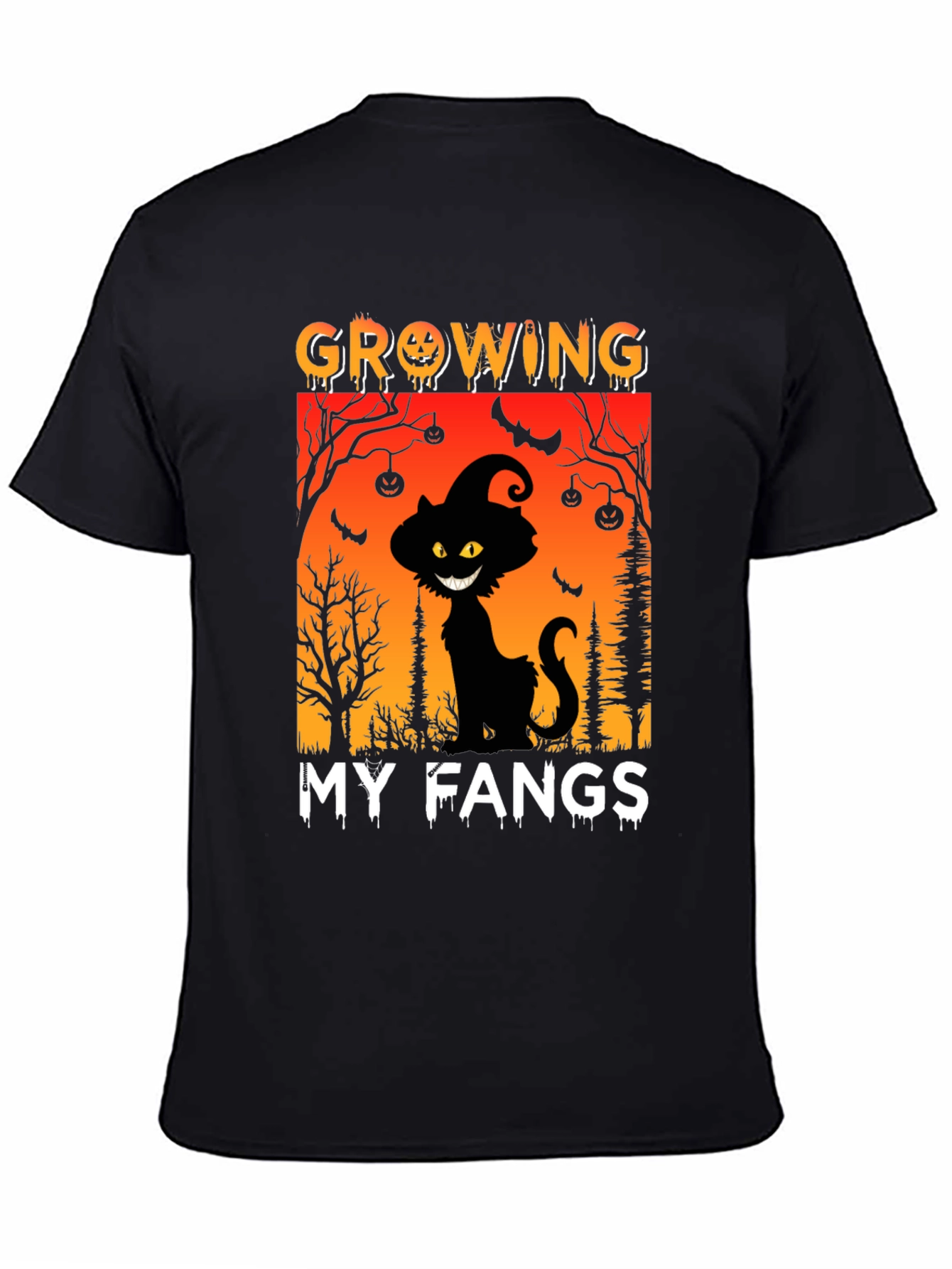 Halloween Cat T-Shirt - Growing My Fangs