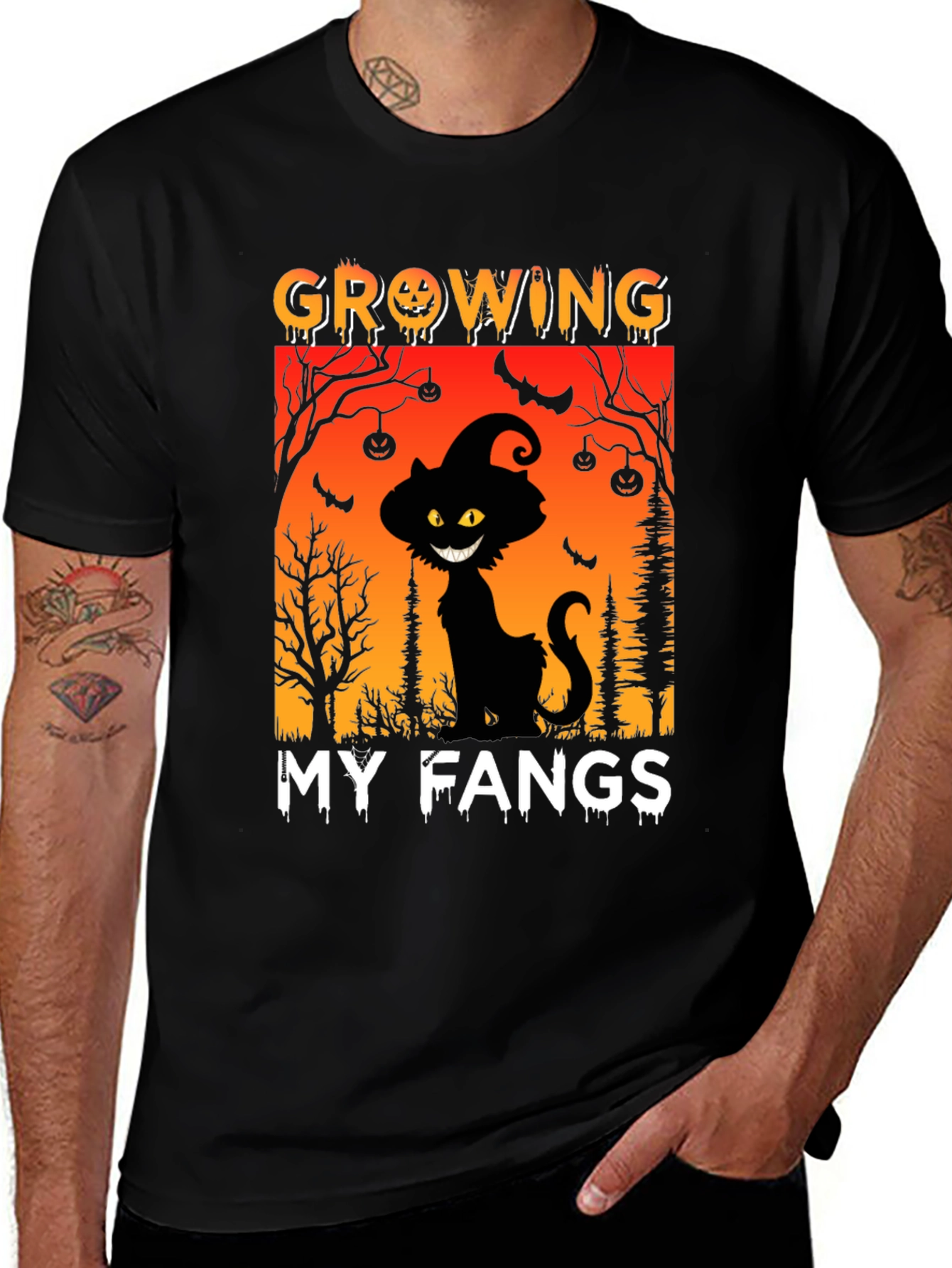 Halloween Cat T-Shirt - Growing My Fangs