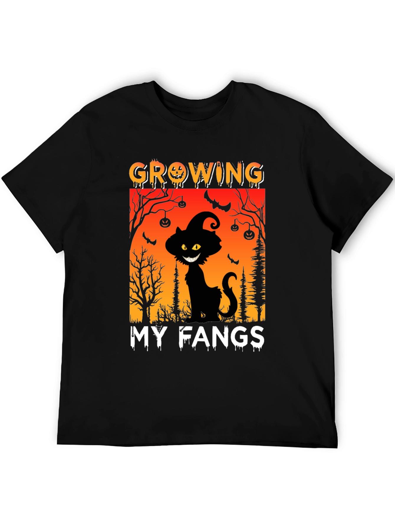 Halloween Cat T-Shirt - Growing My Fangs