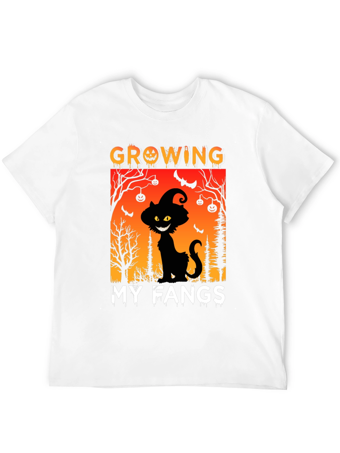 Halloween Cat T-Shirt - Growing My Fangs