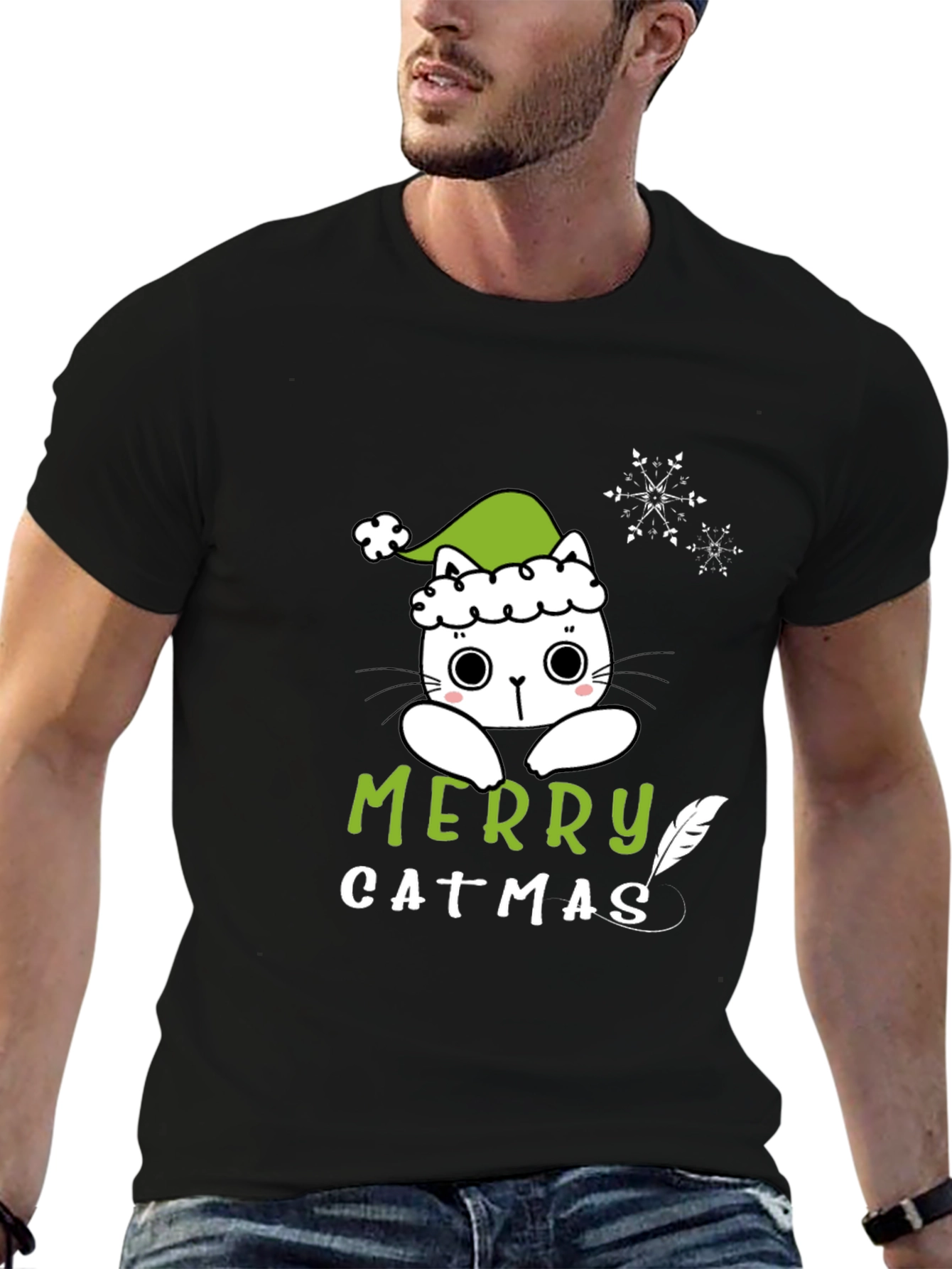 Merry Catmas T-Shirt - Cute Christmas Cat Tee