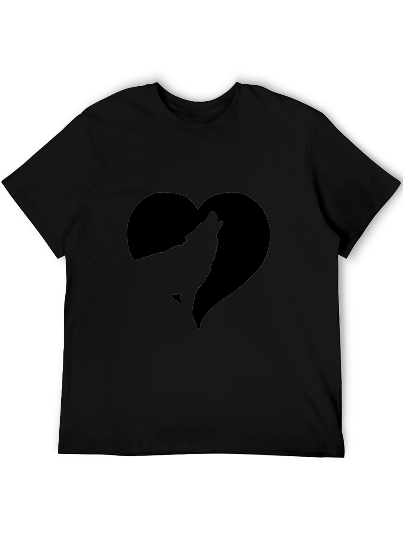 Wolf Heart Graphic T-Shirt - Stylish Black Tee