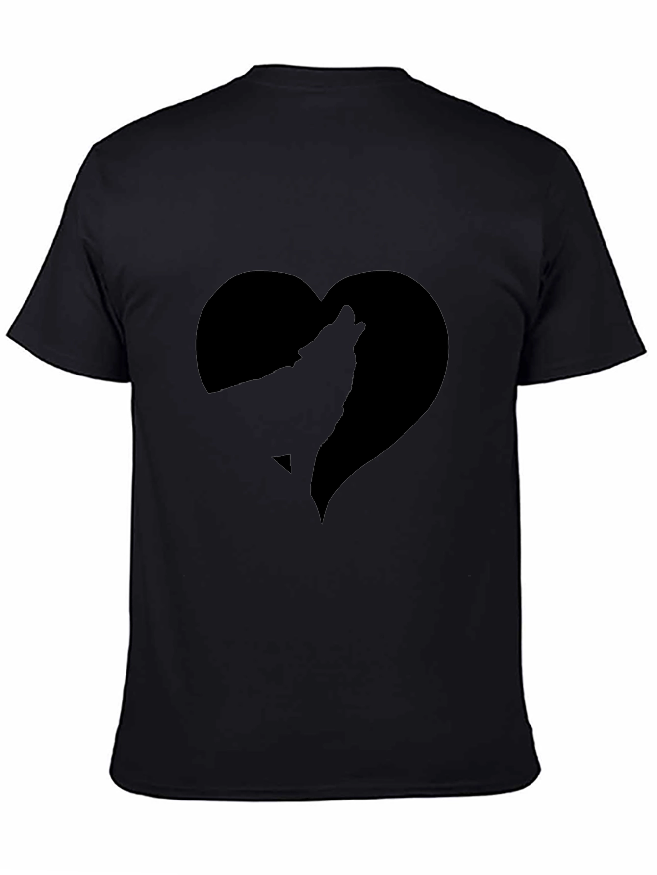 Wolf Heart Graphic T-Shirt - Stylish Black Tee
