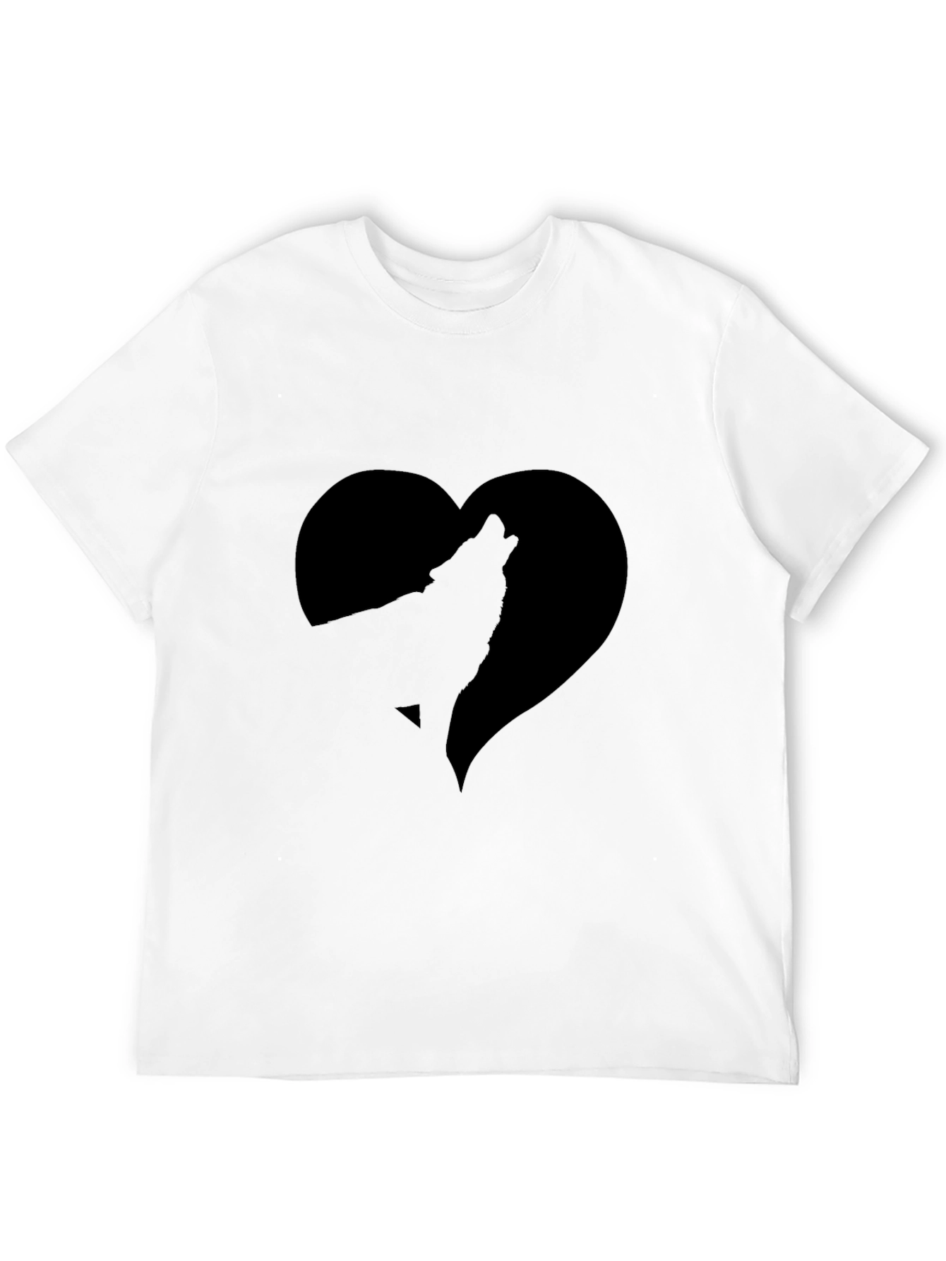 Wolf Heart Graphic T-Shirt - Stylish Black Tee