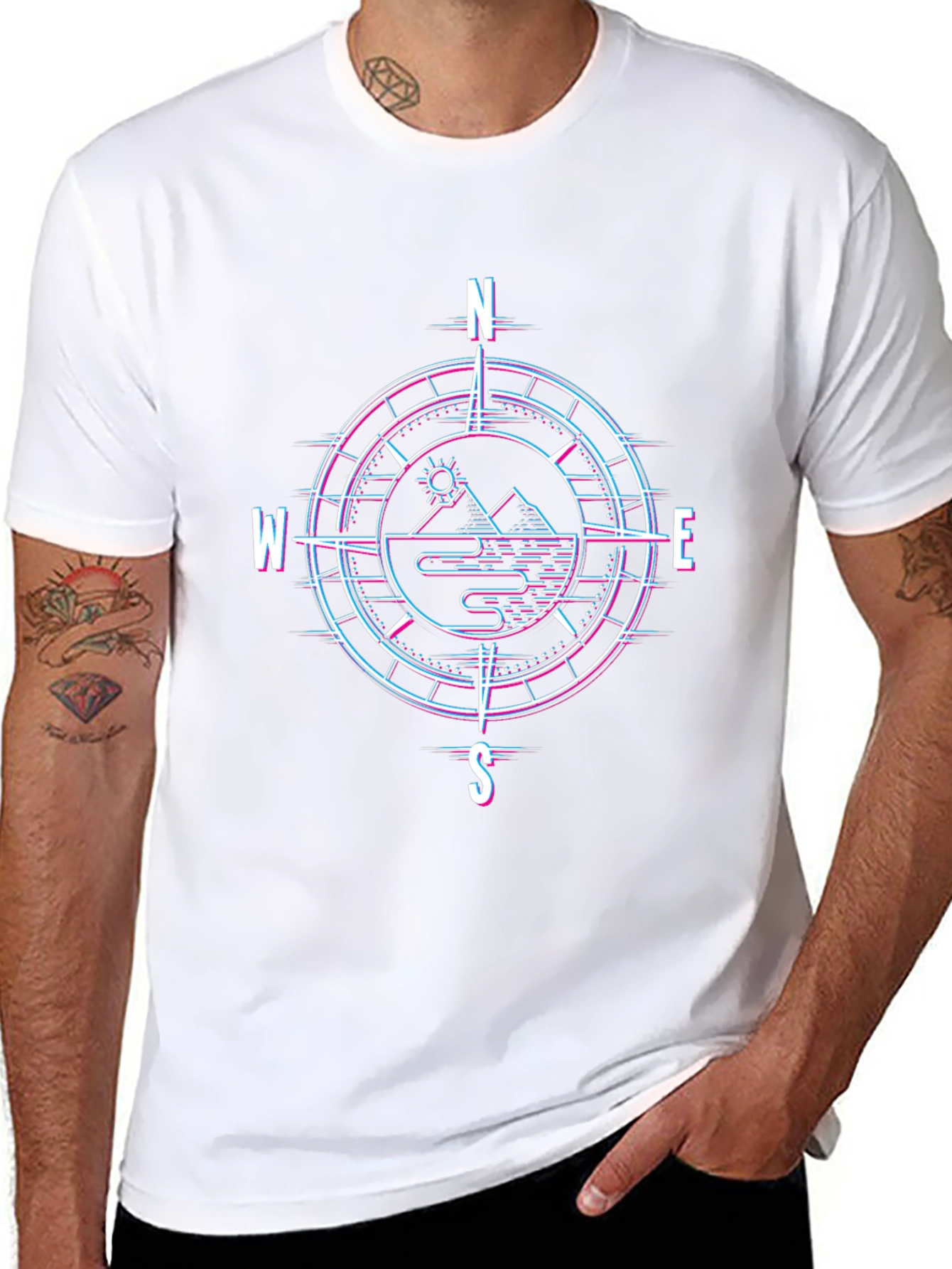 Compass Mountain Graphic T-Shirt - Black