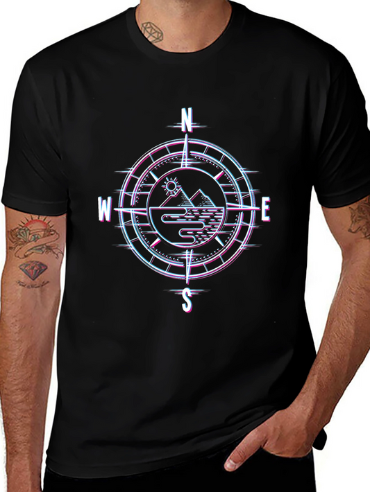 Compass Mountain Graphic T-Shirt - Black