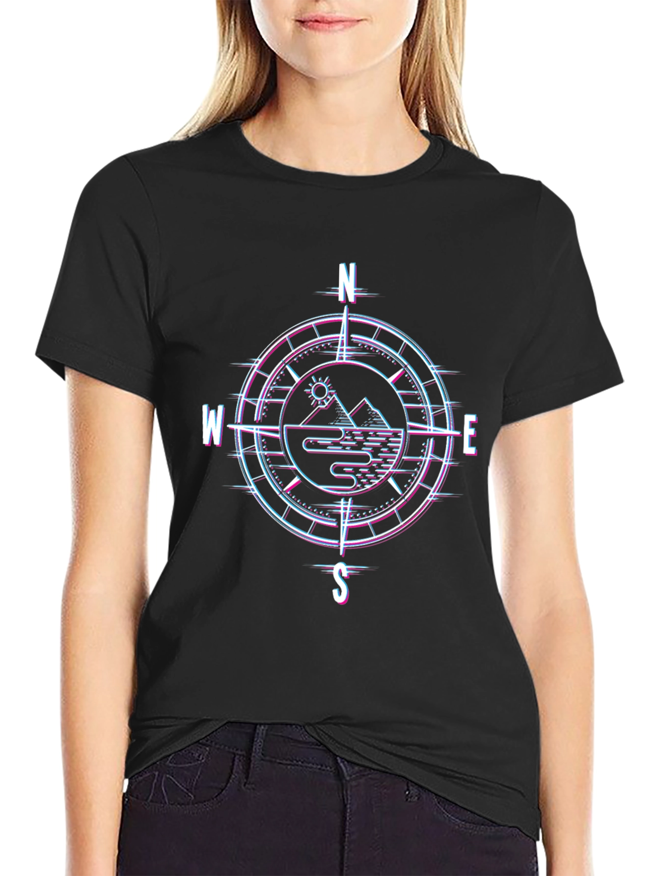 Compass Mountain Graphic T-Shirt - Black