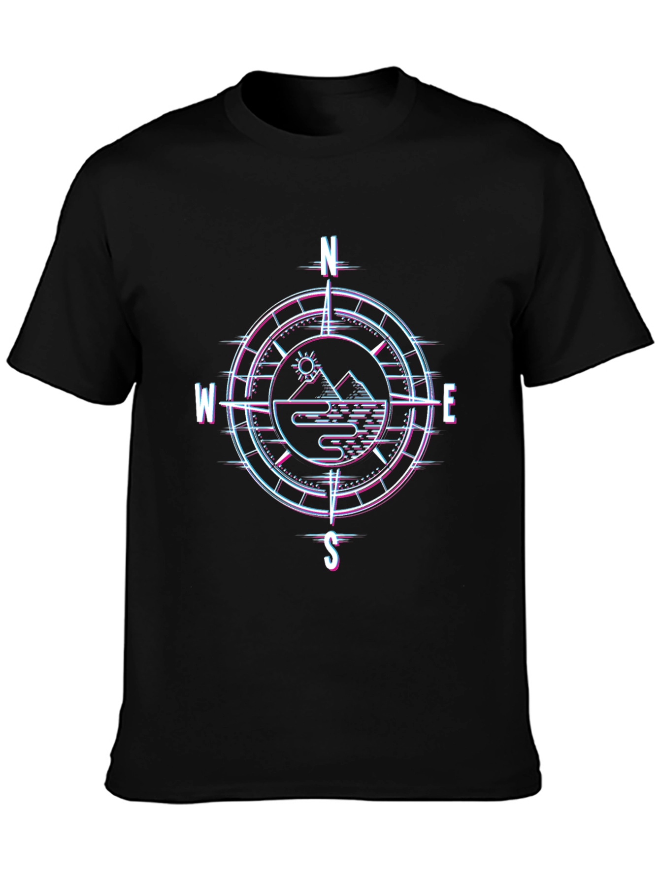 Compass Mountain Graphic T-Shirt - Black