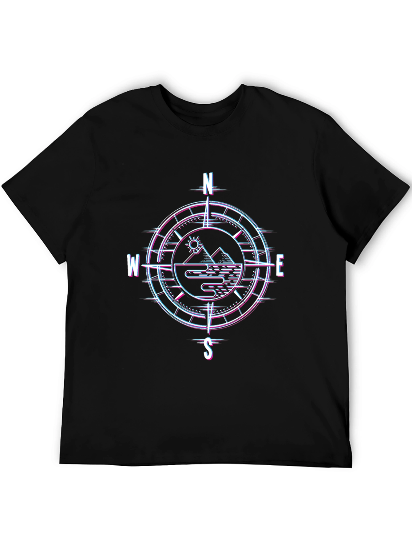Compass Mountain Graphic T-Shirt - Black