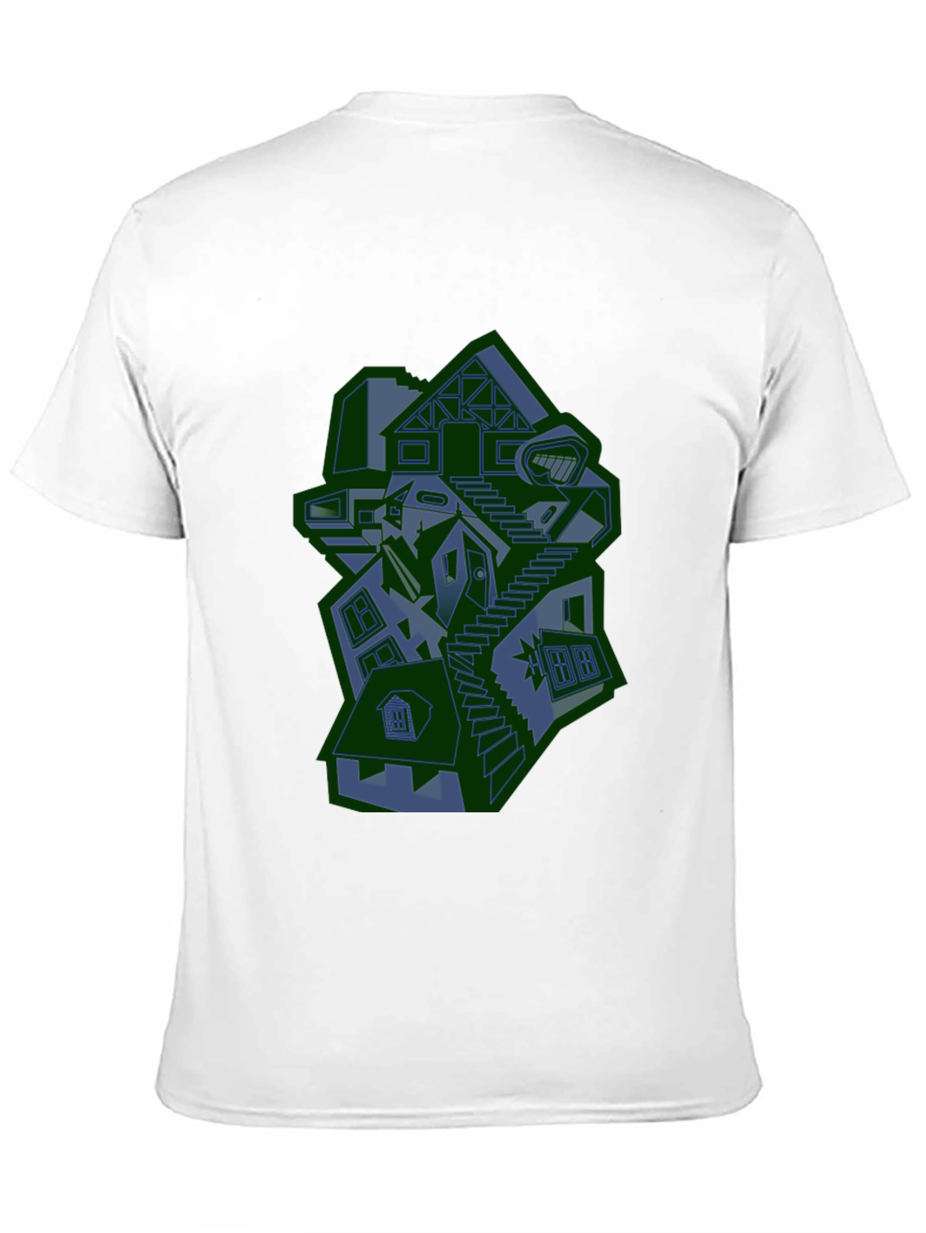 Abstract House Graphic Print Black T-Shirt