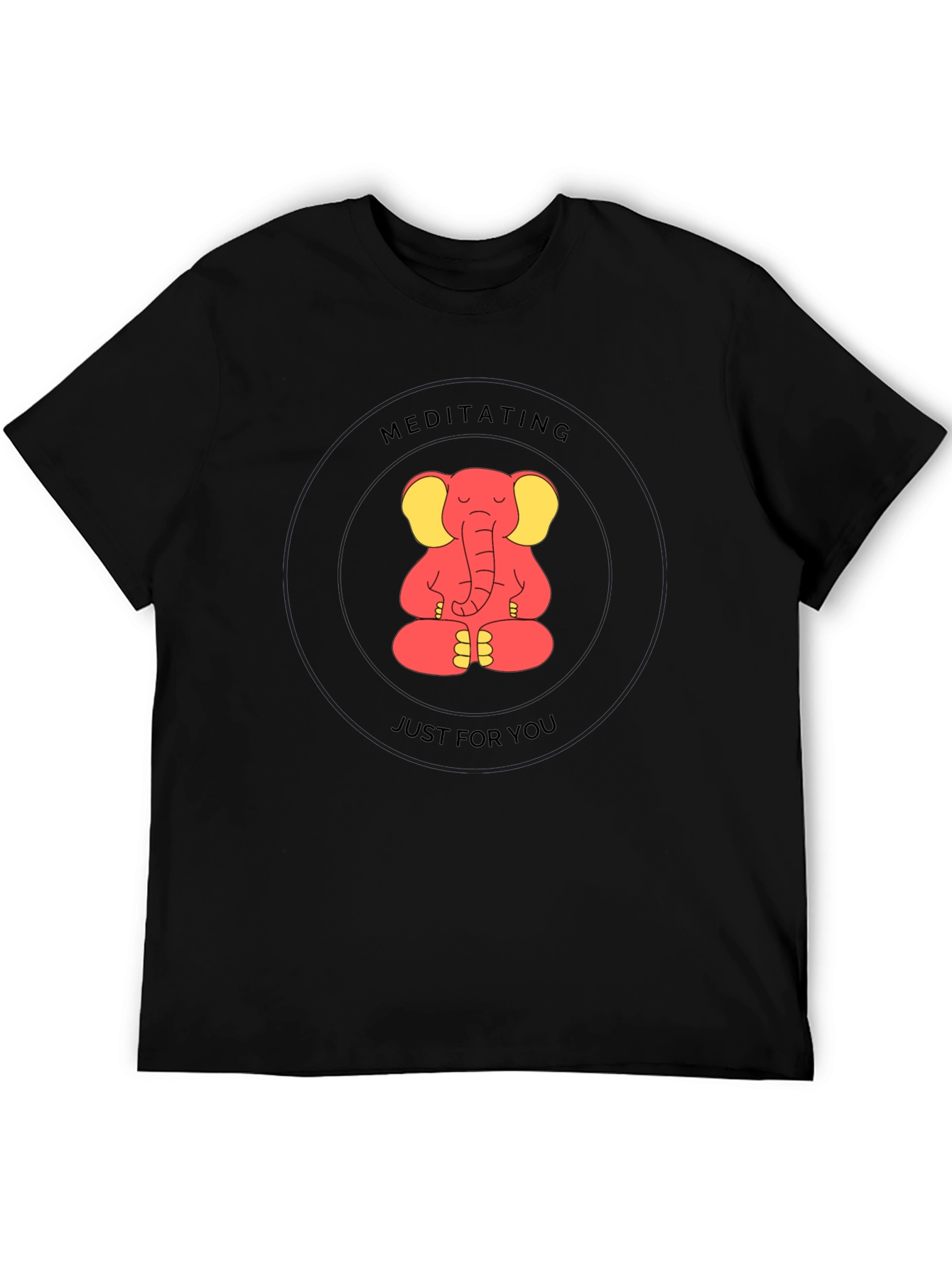 Meditating Elephant Black T-Shirt
