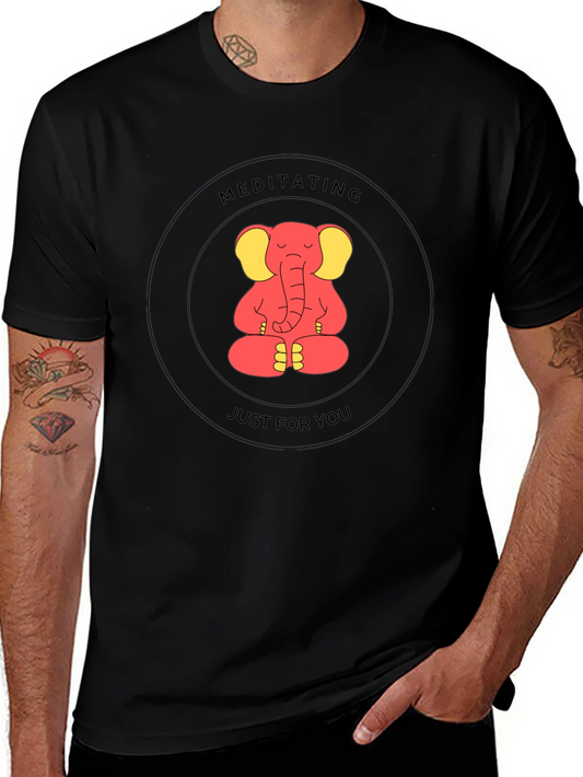 Meditating Elephant Black T-Shirt