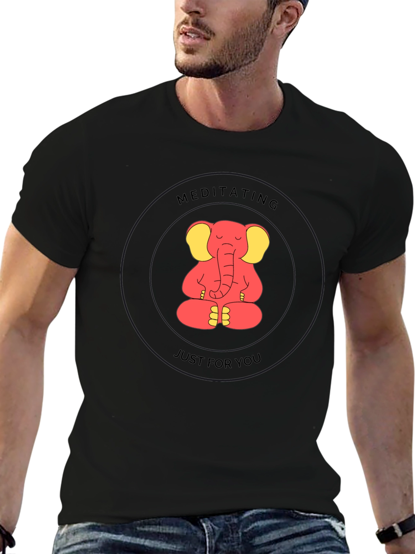Meditating Elephant Black T-Shirt