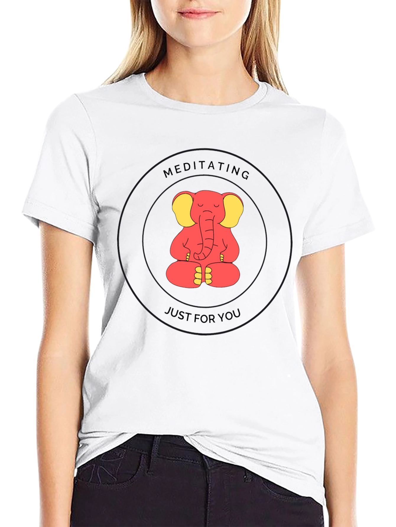 Meditating Elephant Black T-Shirt