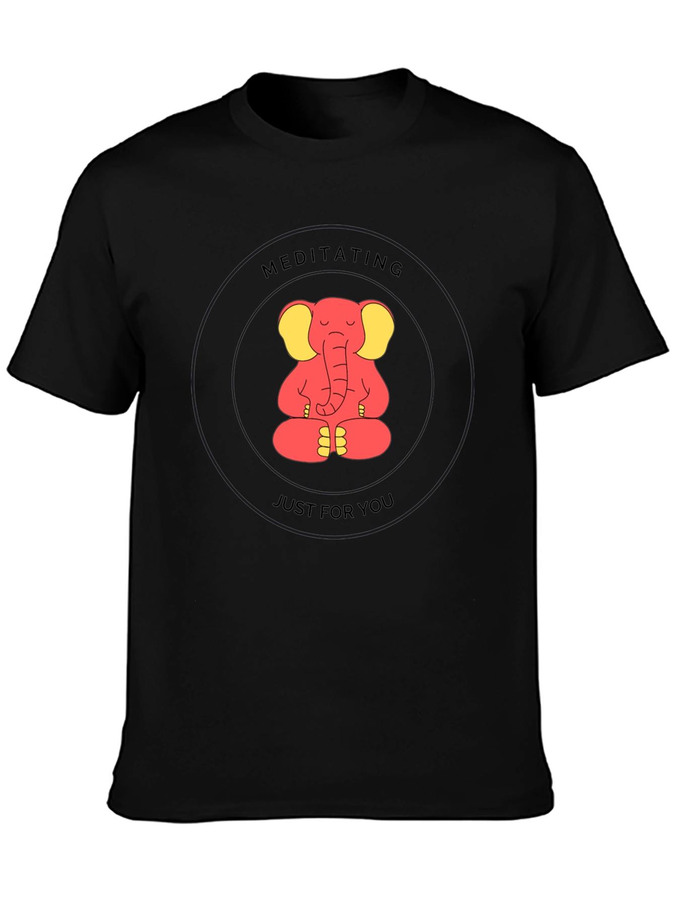 Meditating Elephant Black T-Shirt