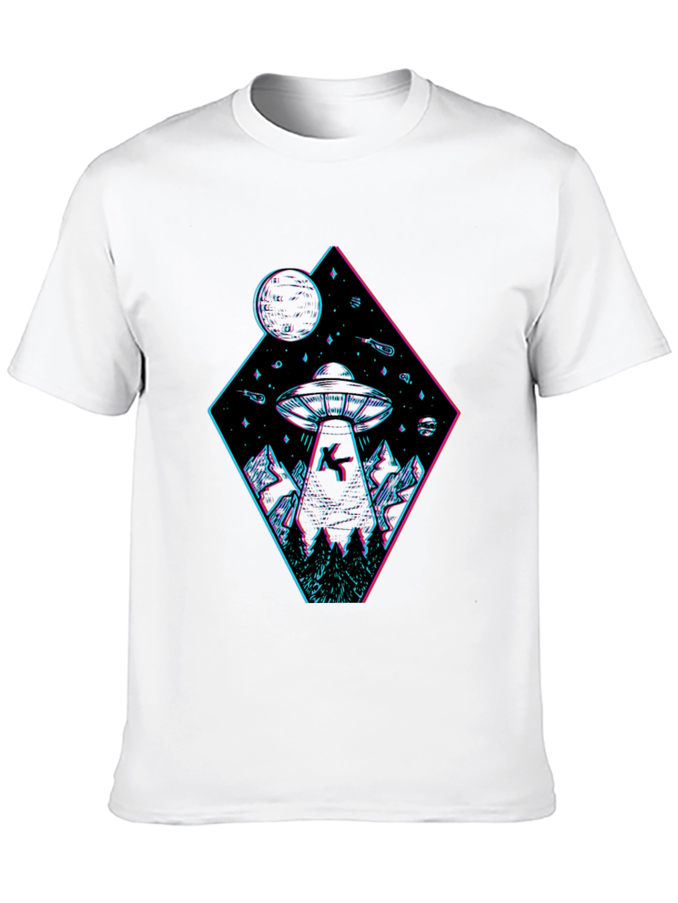 UFO Abduction Graphic T-Shirt - Black