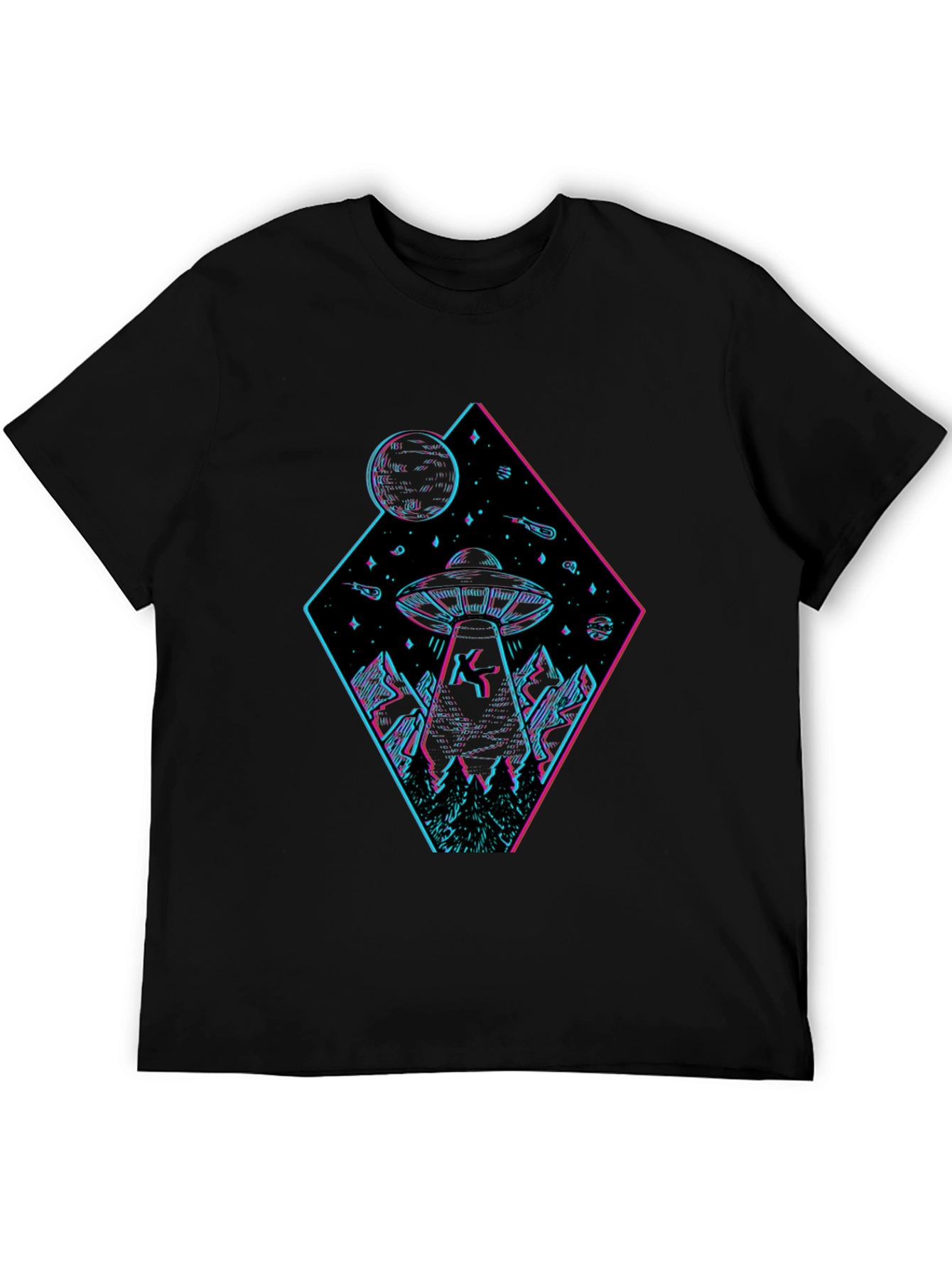 UFO Abduction Graphic T-Shirt - Black
