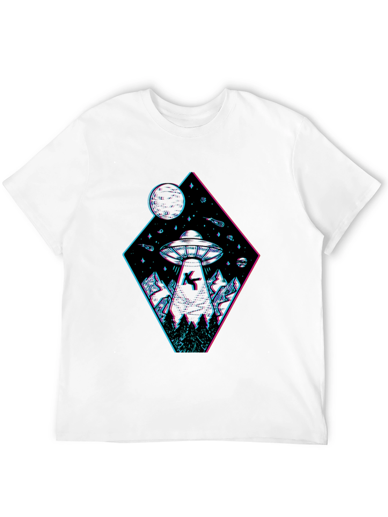 UFO Abduction Graphic T-Shirt - Black