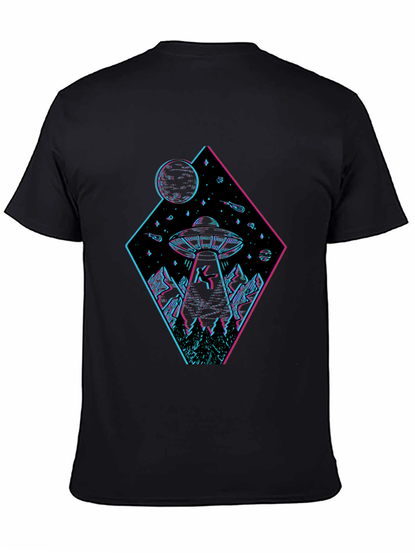 UFO Abduction Graphic T-Shirt - Black