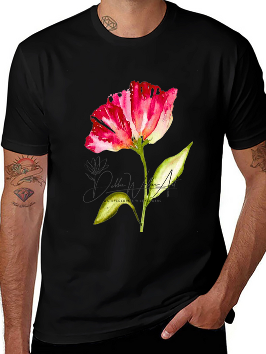 Floral Watercolor Graphic T-Shirt - Artistic Cotton Tee