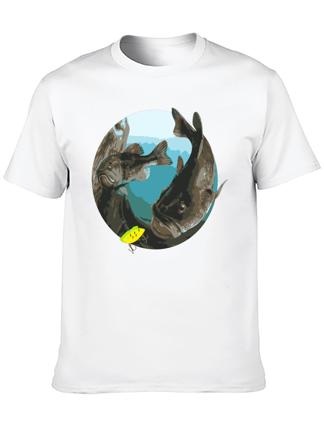 Bass Fishing T-Shirt - Black Crew Neck