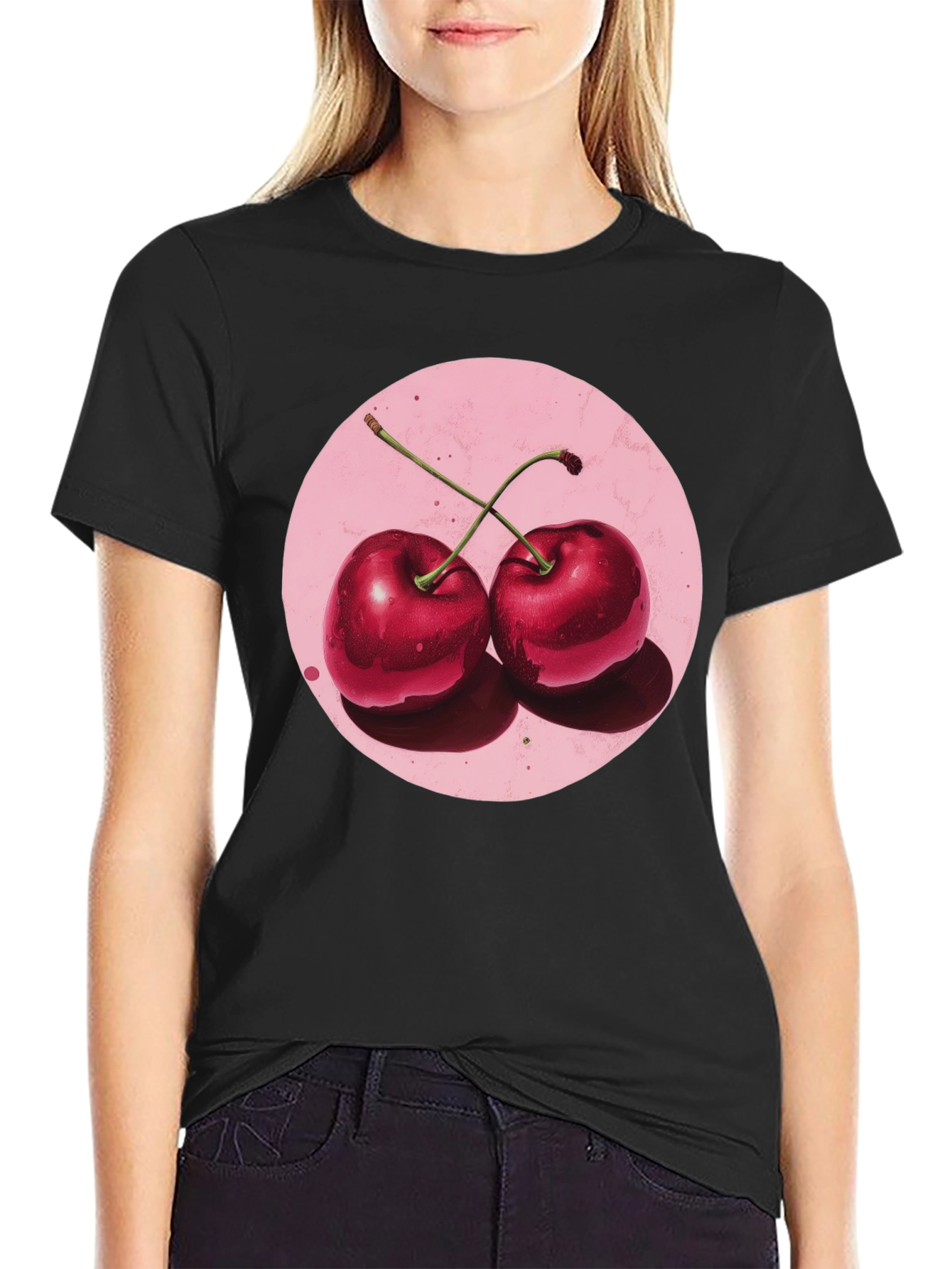 Cherry Graphic Black T-Shirt