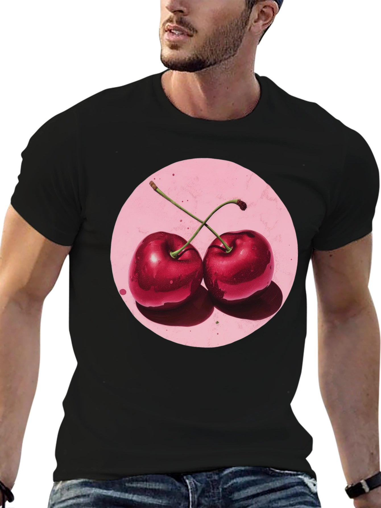 Cherry Graphic Black T-Shirt