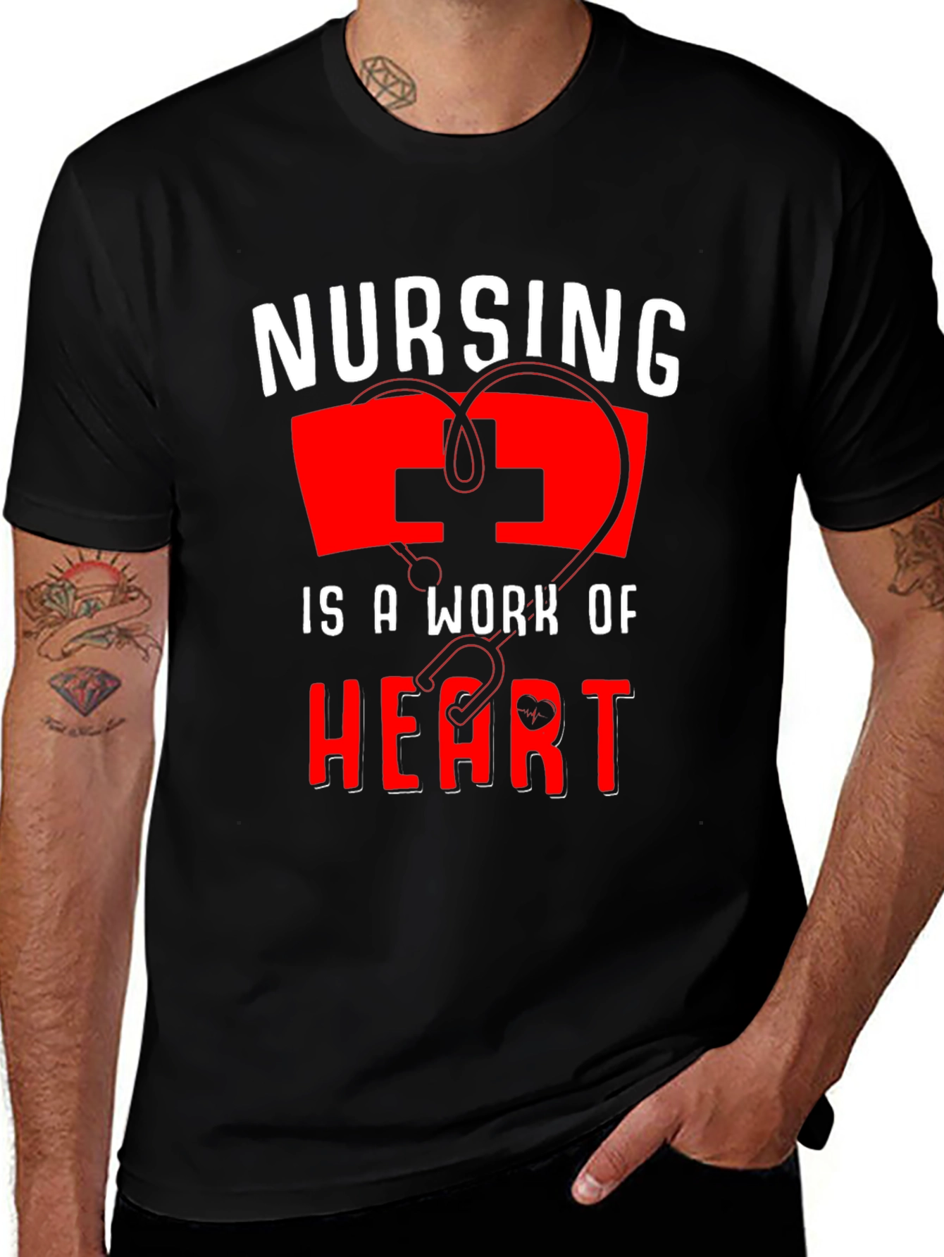 Nursing Is A Work Of Heart Graphic Tee