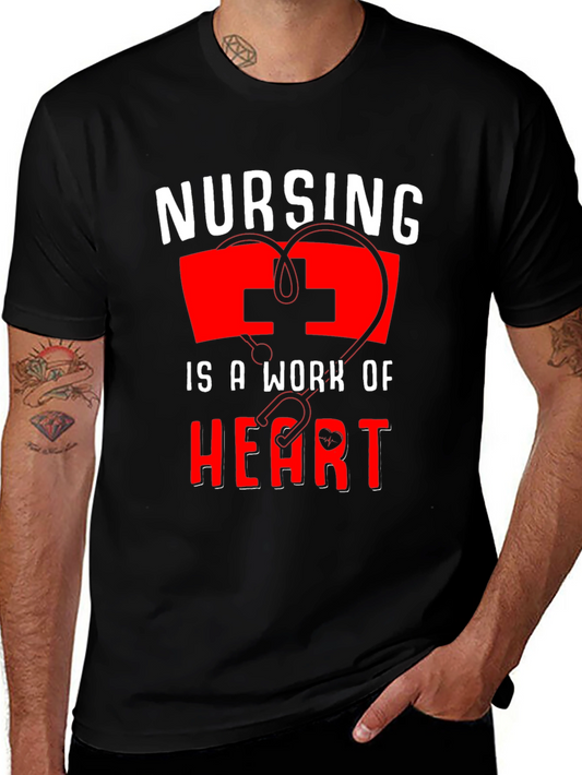 Nursing Is A Work Of Heart Graphic Tee
