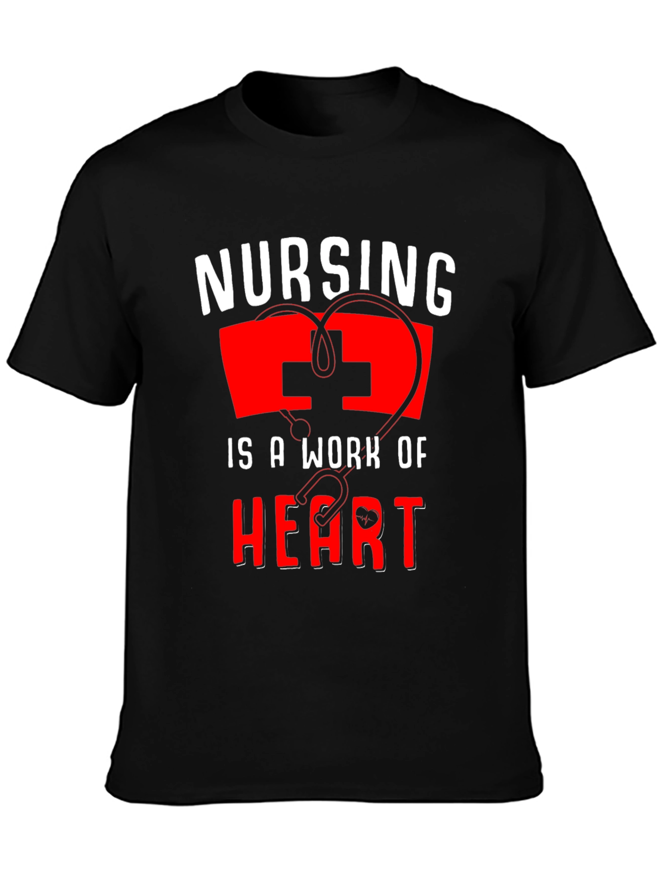 Nursing Is A Work Of Heart Graphic Tee