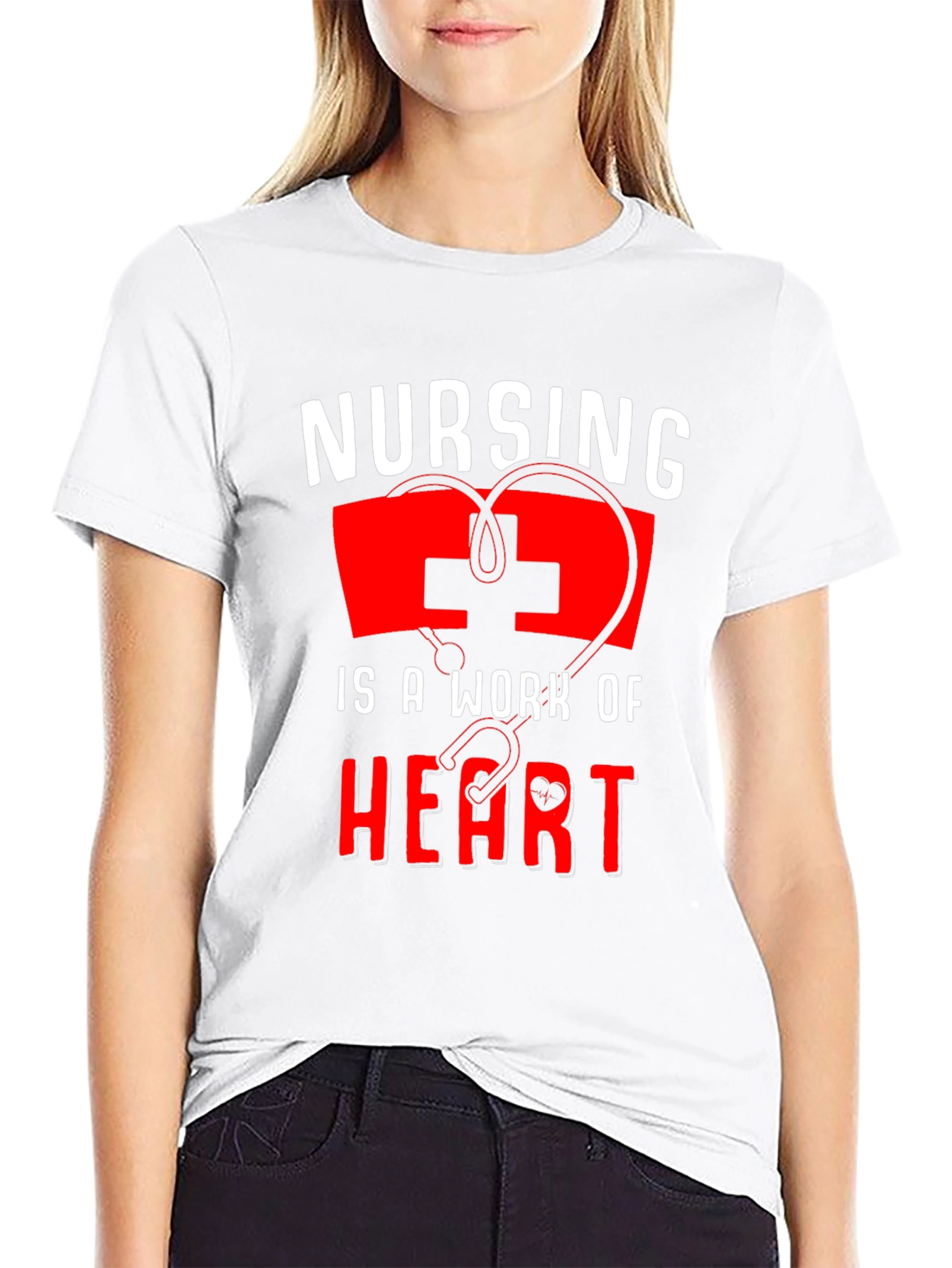 Nursing Is A Work Of Heart Graphic Tee