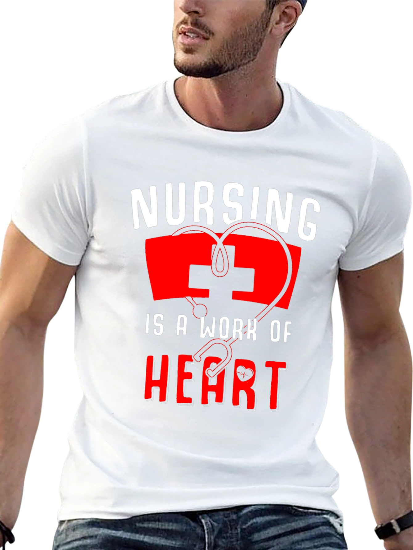 Nursing Is A Work Of Heart Graphic Tee