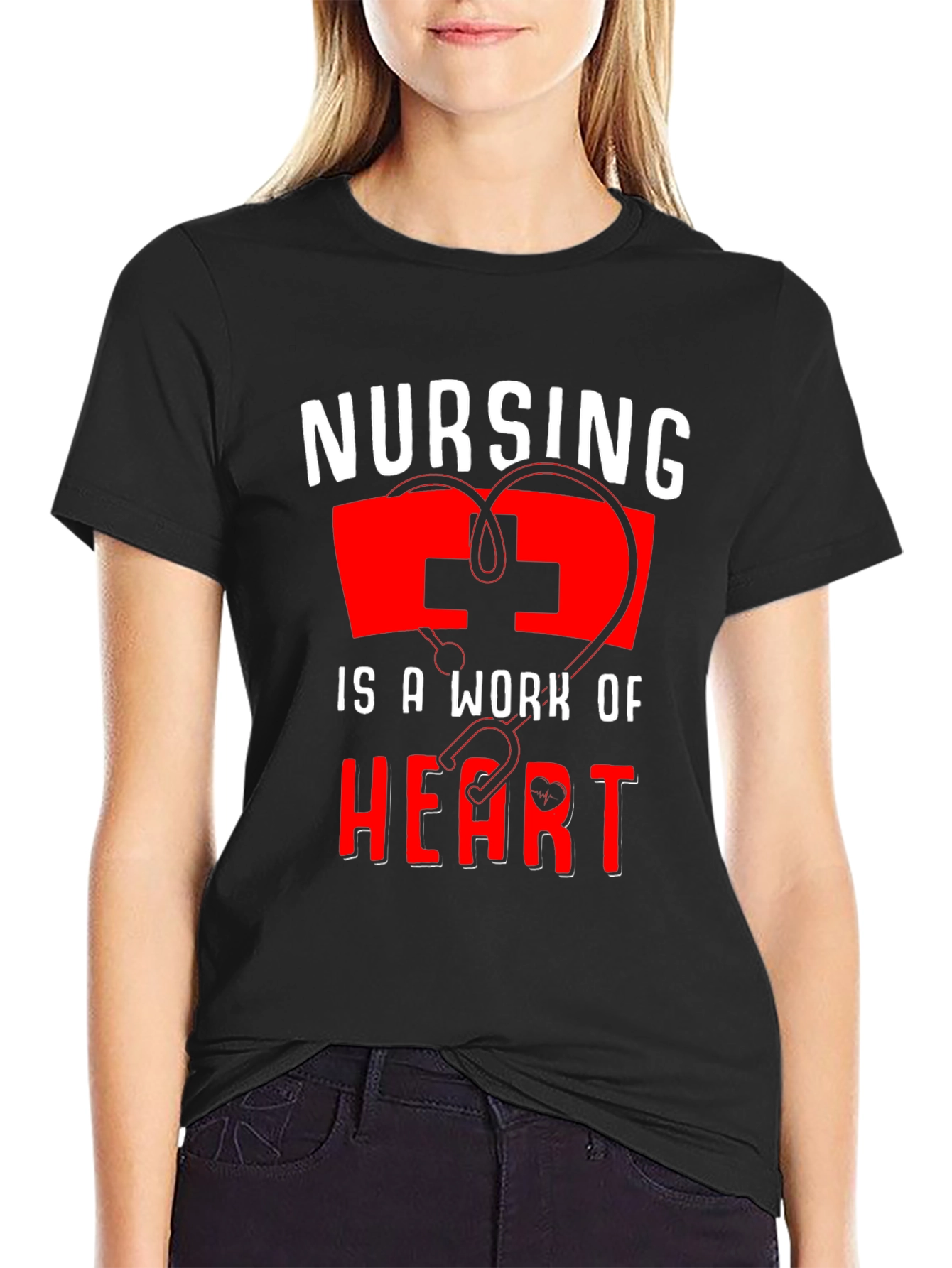 Nursing Is A Work Of Heart Graphic Tee