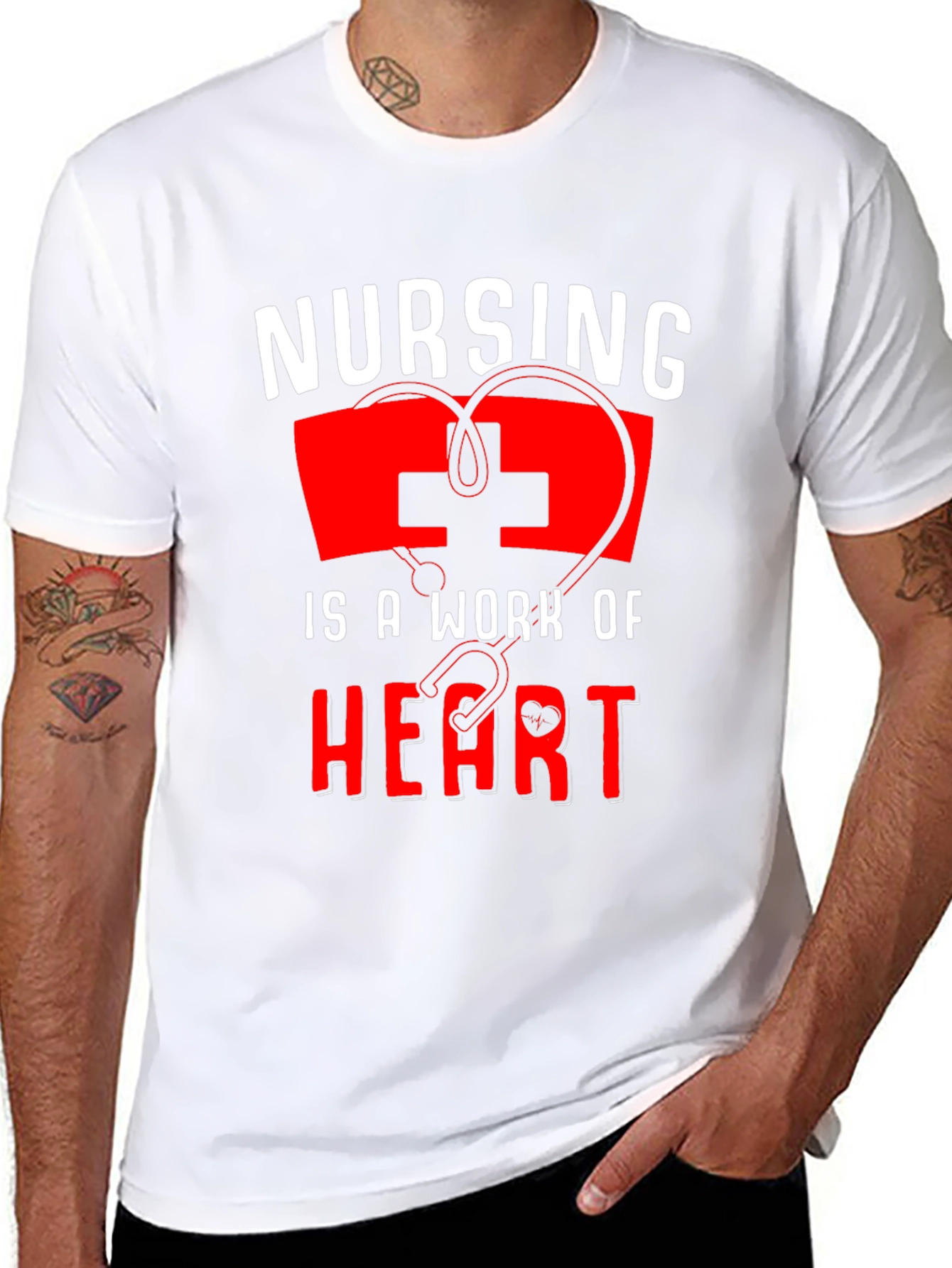 Nursing Is A Work Of Heart Graphic Tee