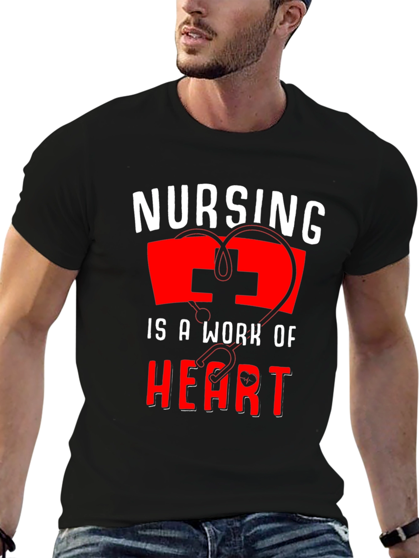 Nursing Is A Work Of Heart Graphic Tee
