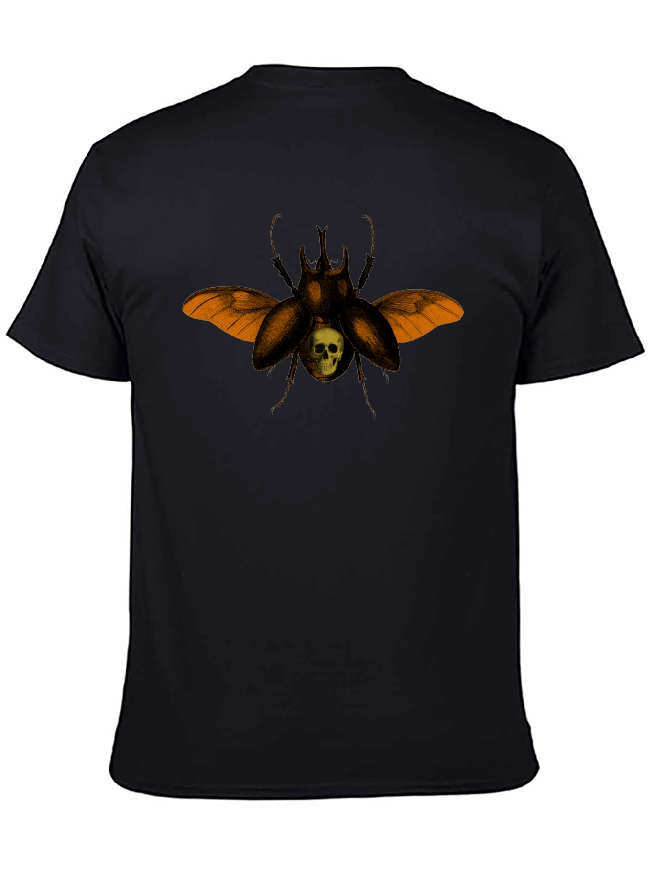 Beetle & Skull Graphic Tee - Black Cotton Blend