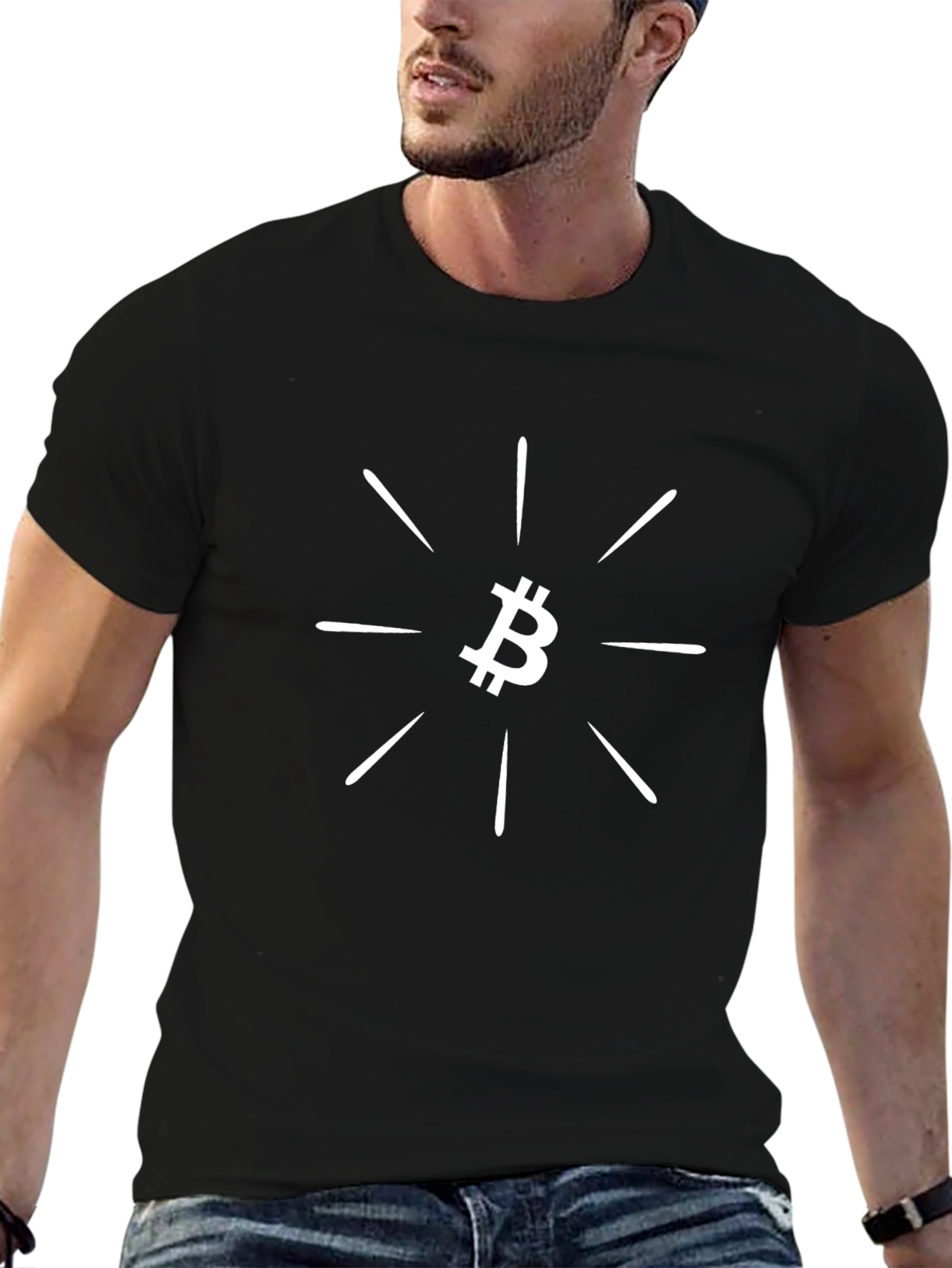 Bitcoin Symbol Graphic Tee - Black Cotton Shirt