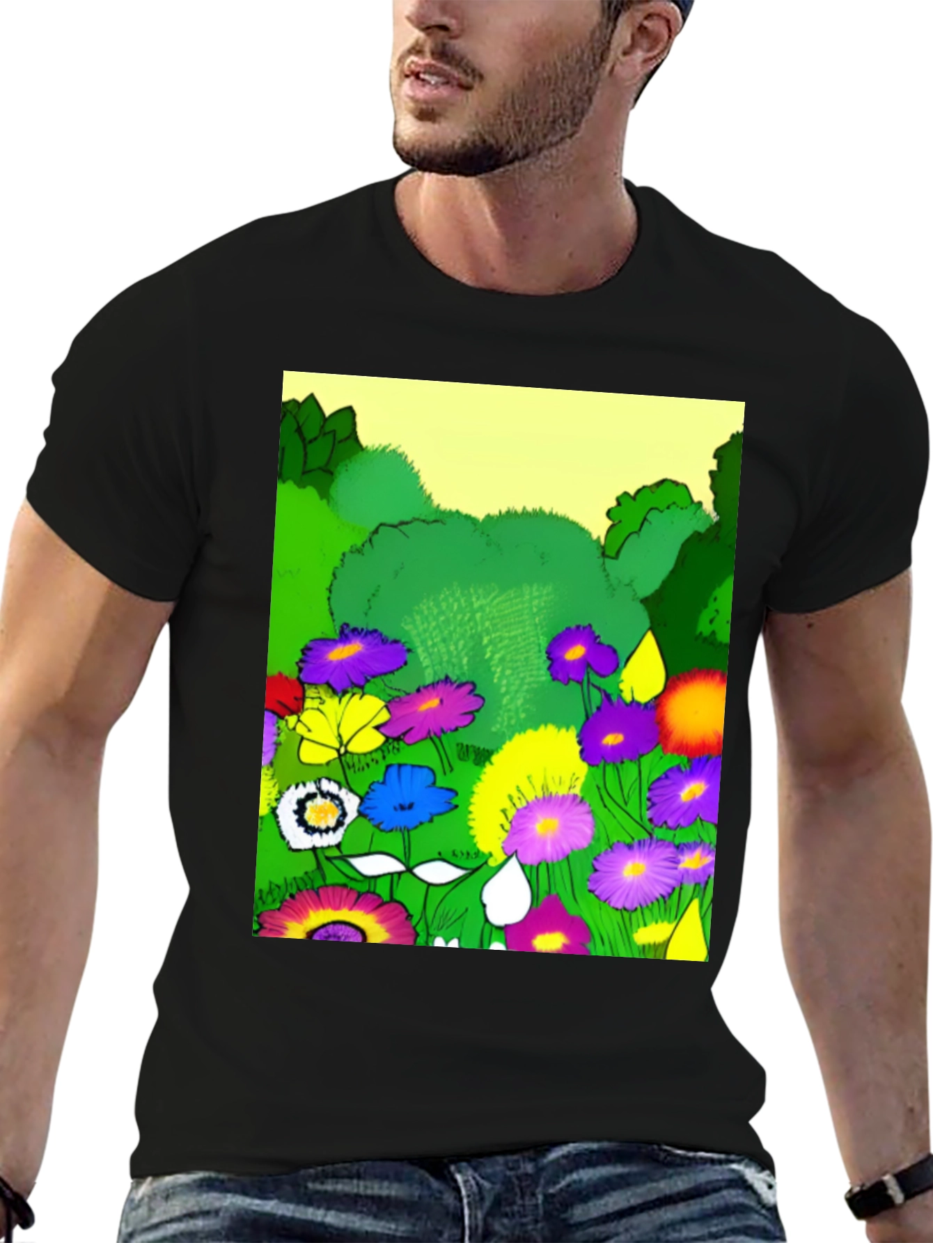 Vibrant Floral Garden Graphic T-Shirt