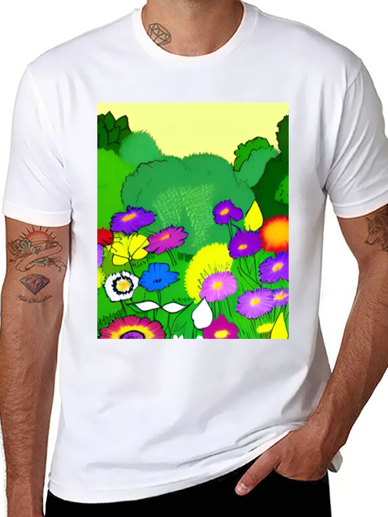 Vibrant Floral Garden Graphic T-Shirt