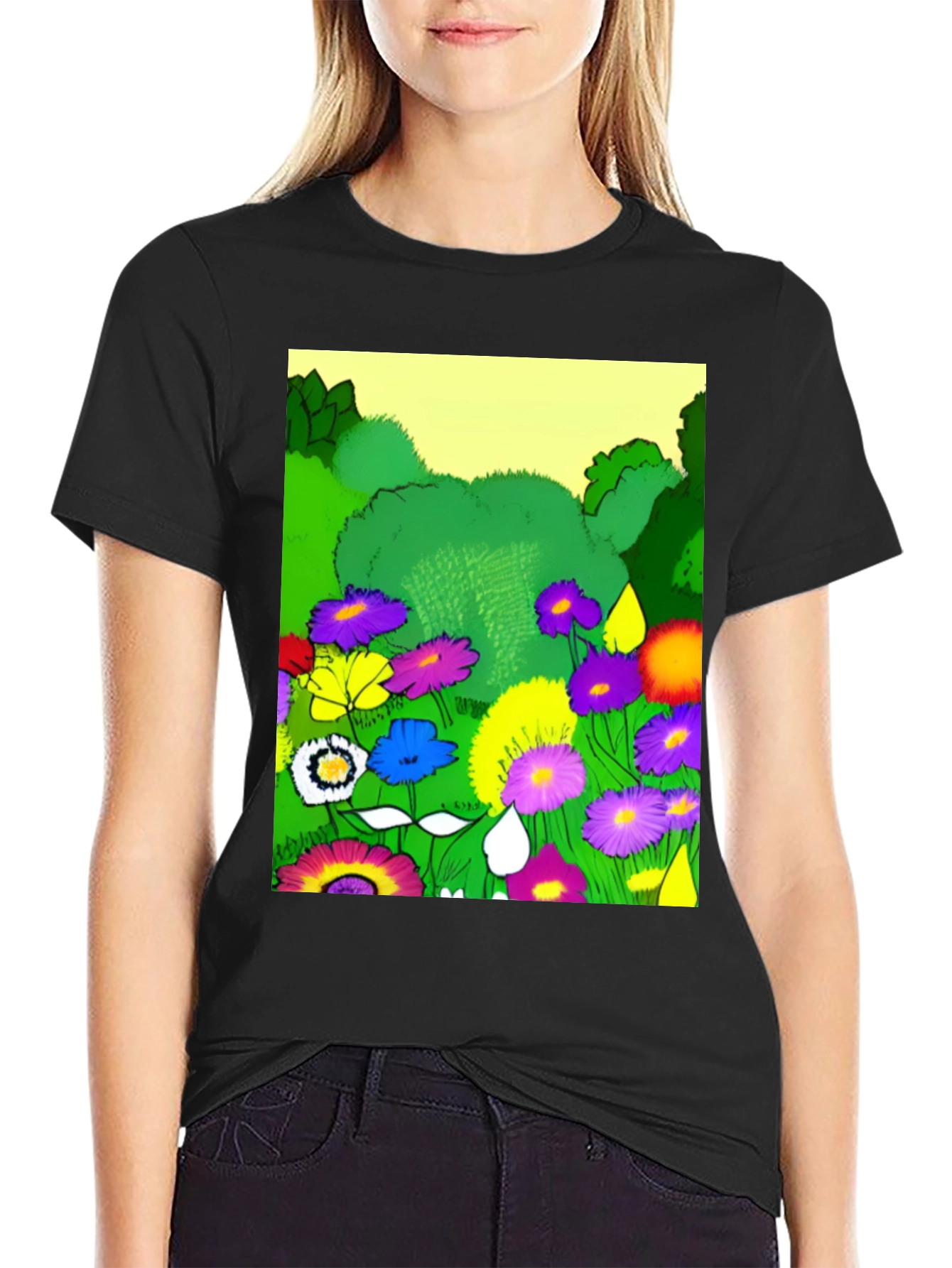 Vibrant Floral Garden Graphic T-Shirt