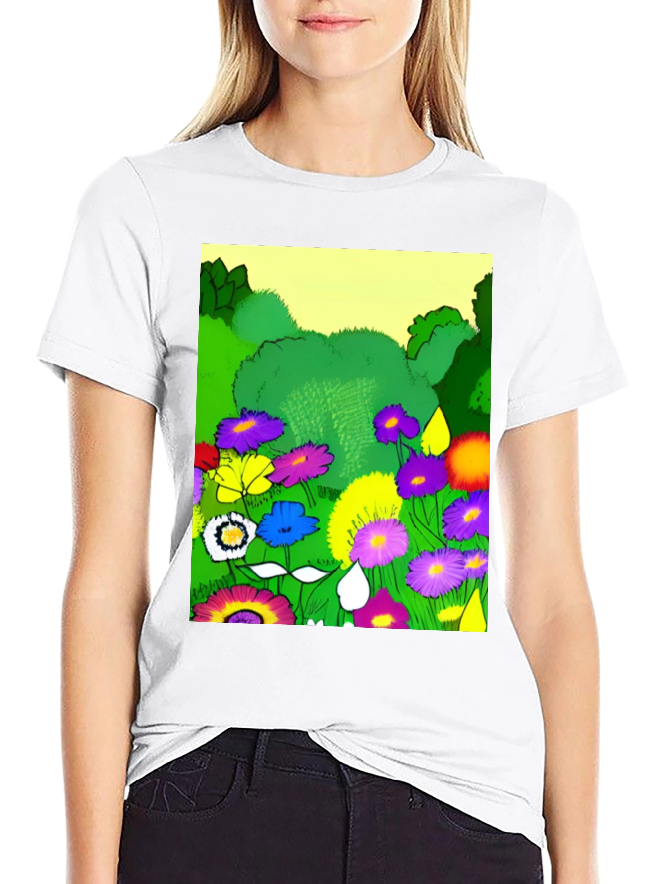 Vibrant Floral Garden Graphic T-Shirt