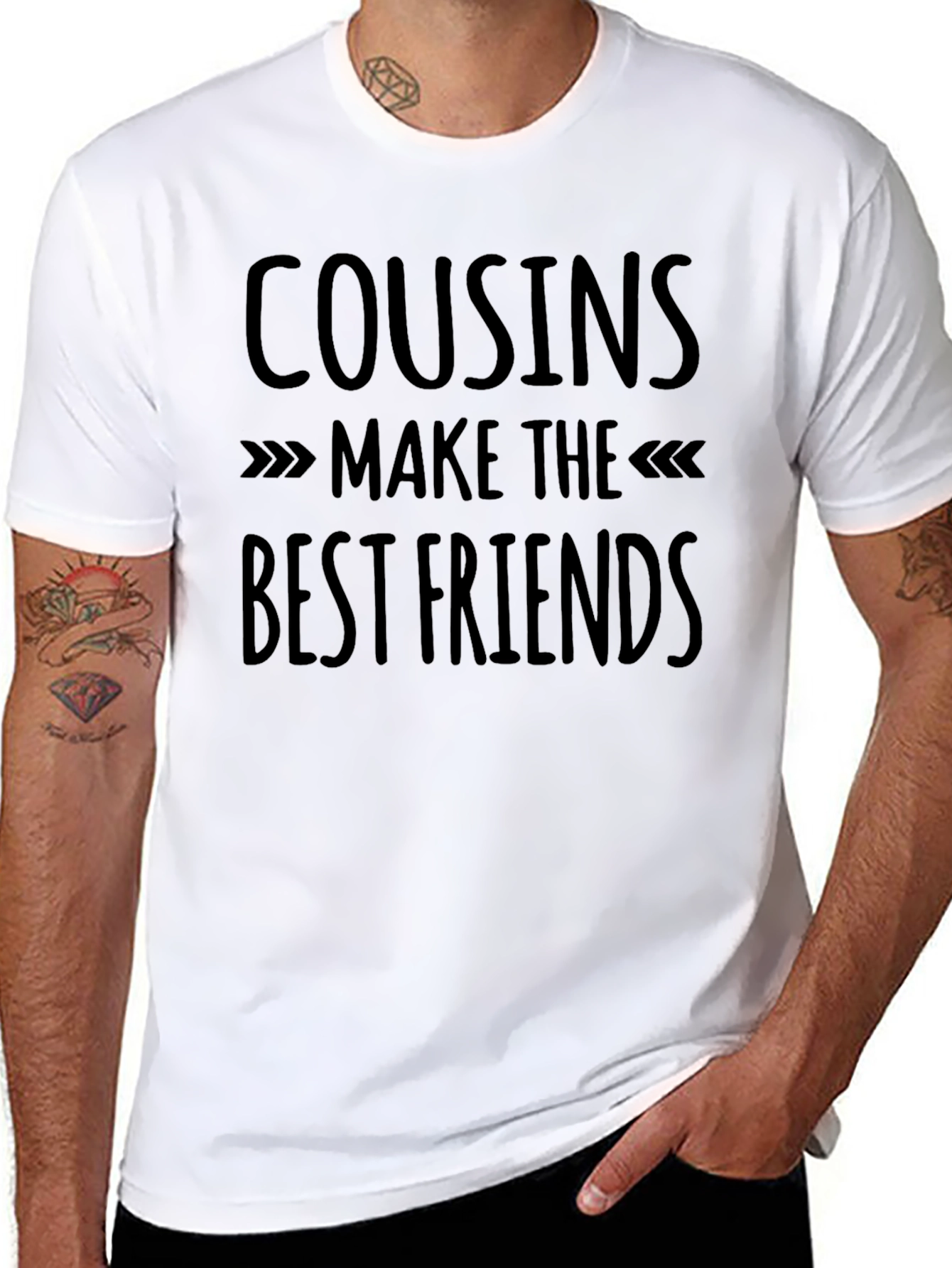 Cousins Make the Best Friends Black Graphic T-Shirt