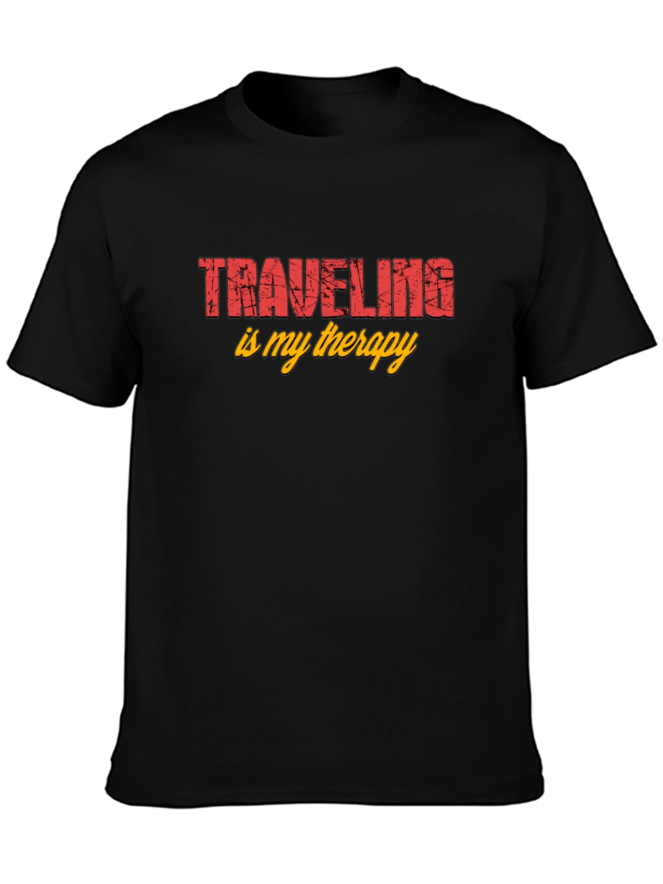 Traveling Is My Therapy Black Graphic Tee