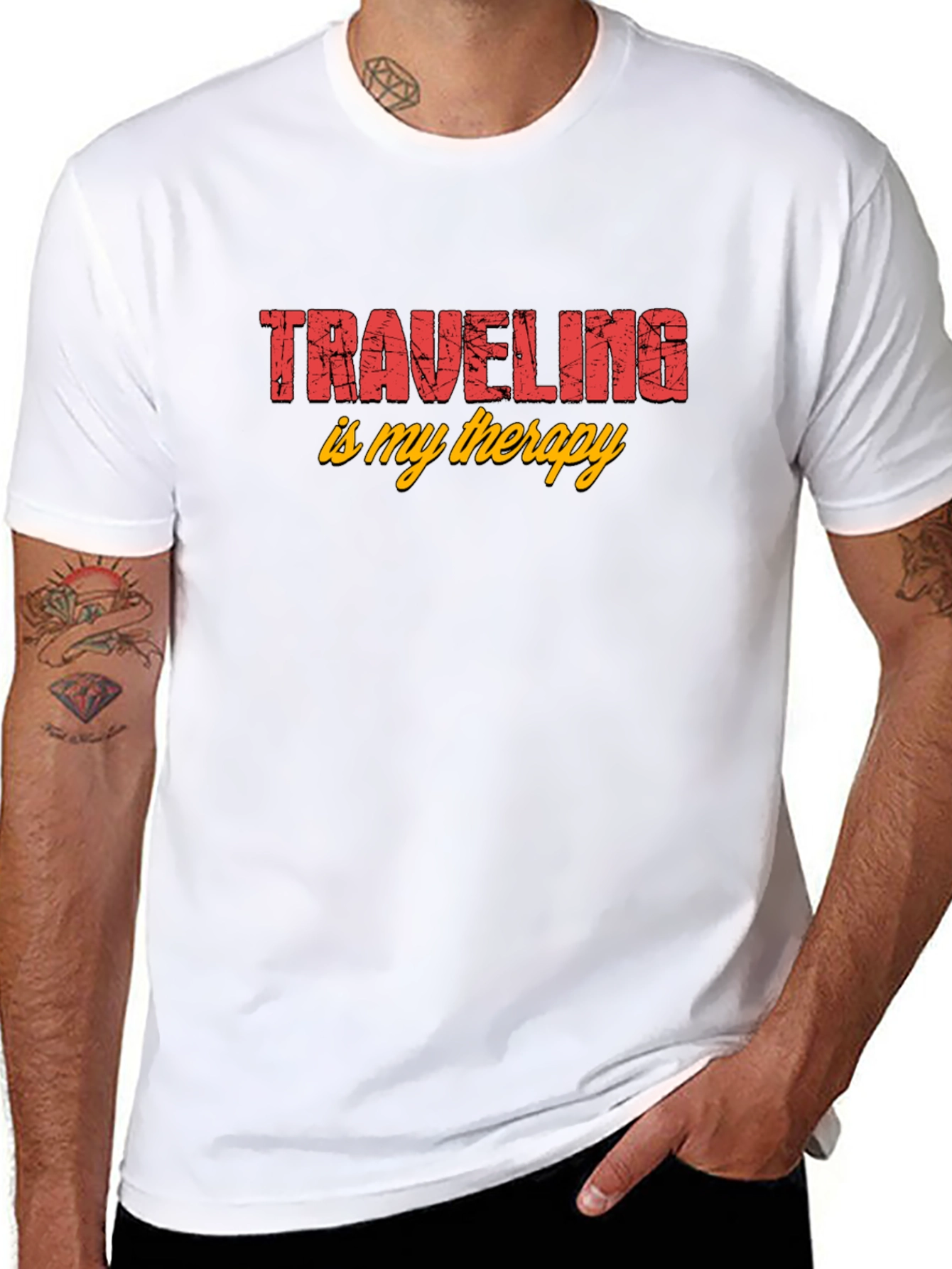 Traveling Is My Therapy Black Graphic Tee