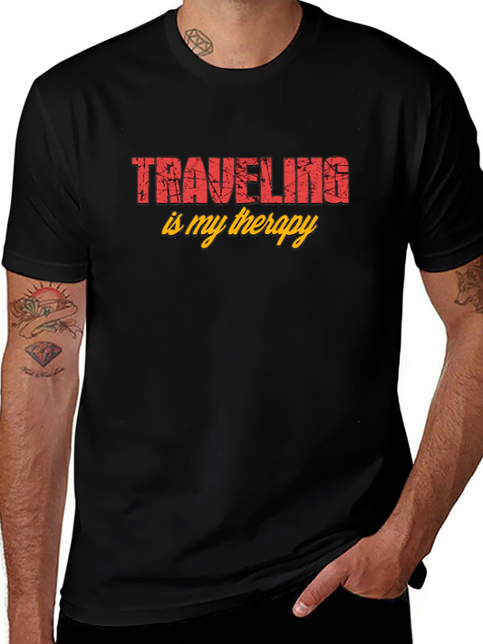 Traveling Is My Therapy Black Graphic Tee