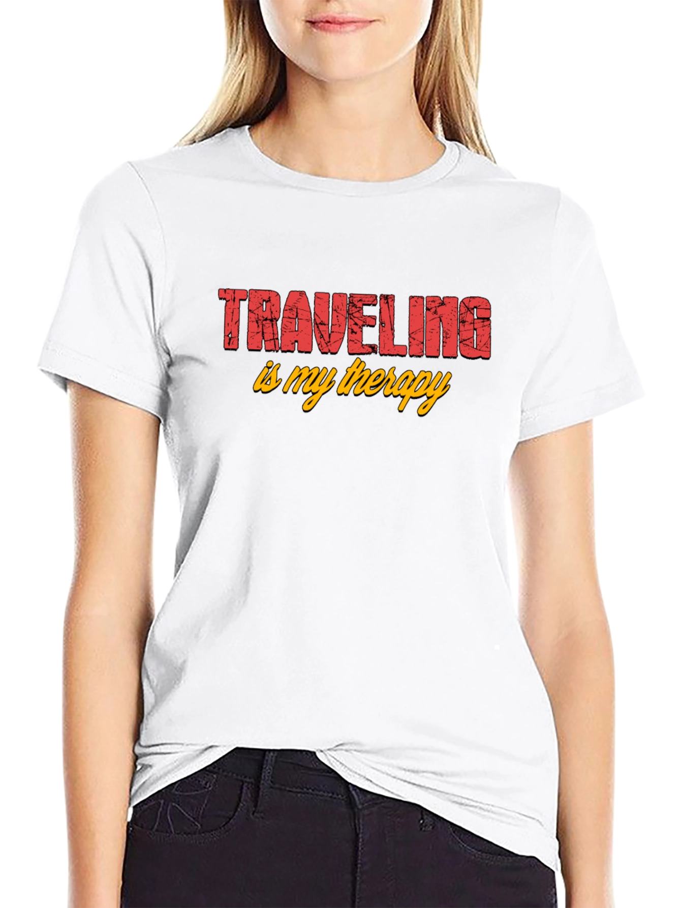 Traveling Is My Therapy Black Graphic Tee