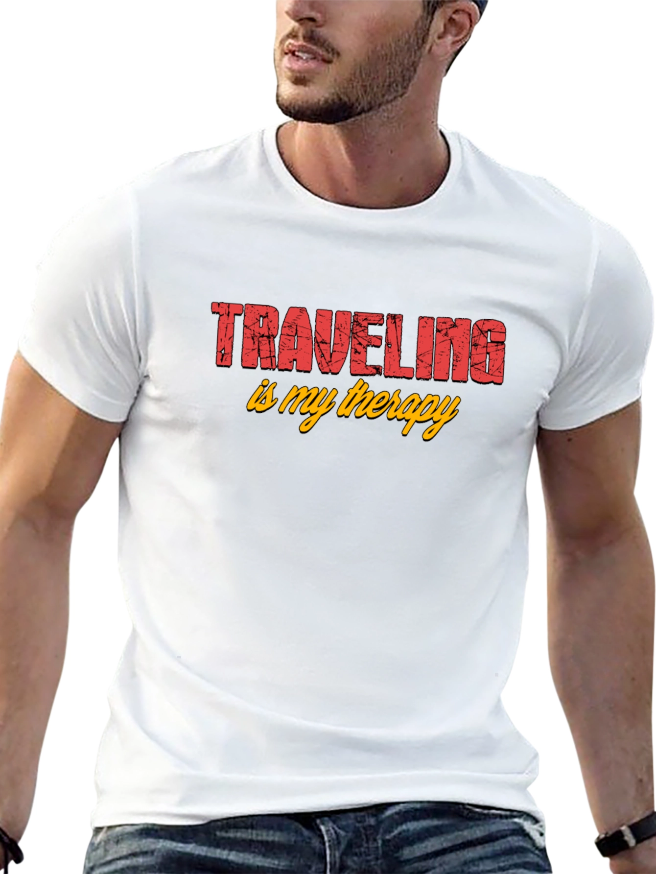 Traveling Is My Therapy Black Graphic Tee