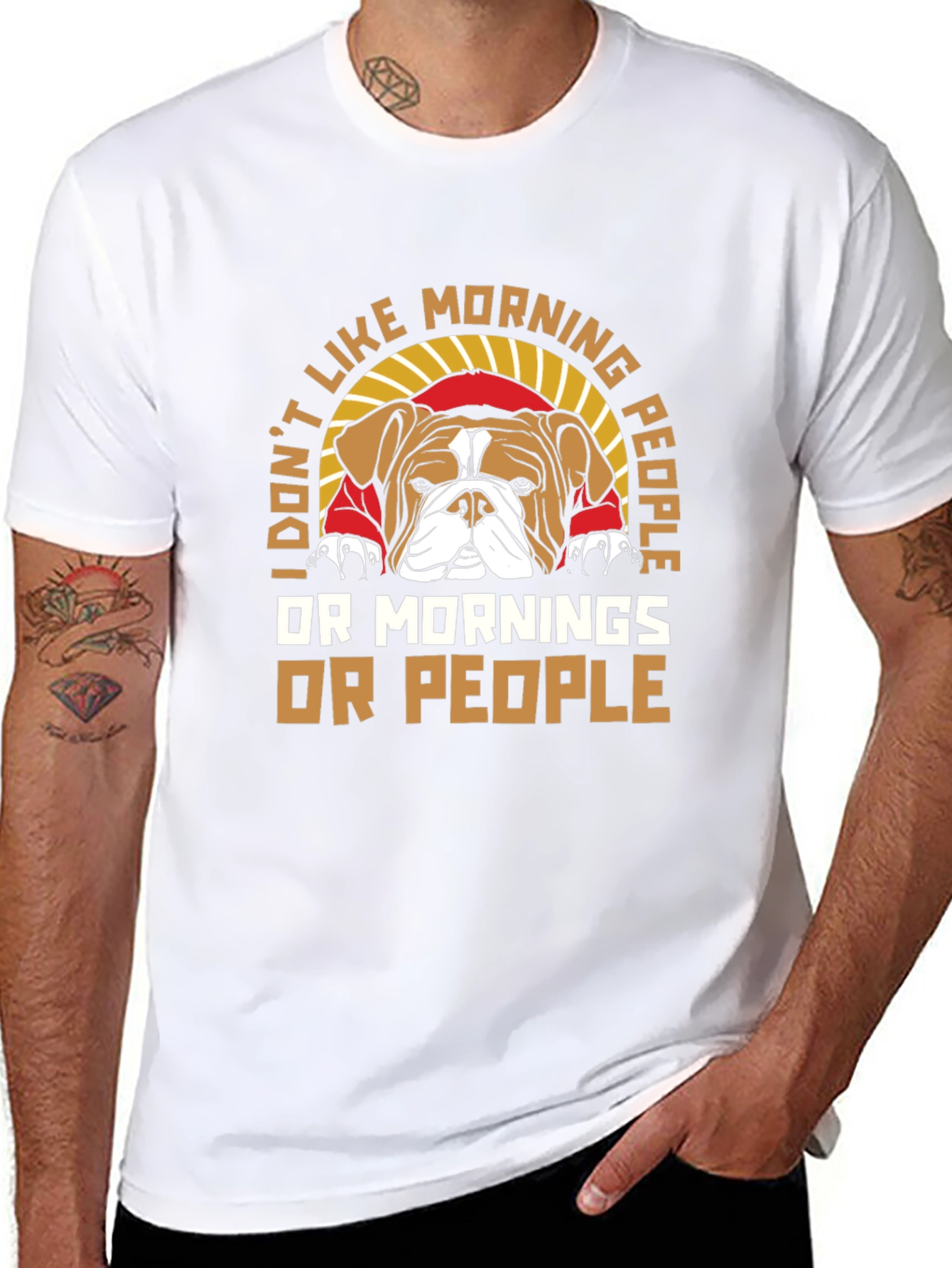 I Dont Like Morning People Bulldog T-Shirt