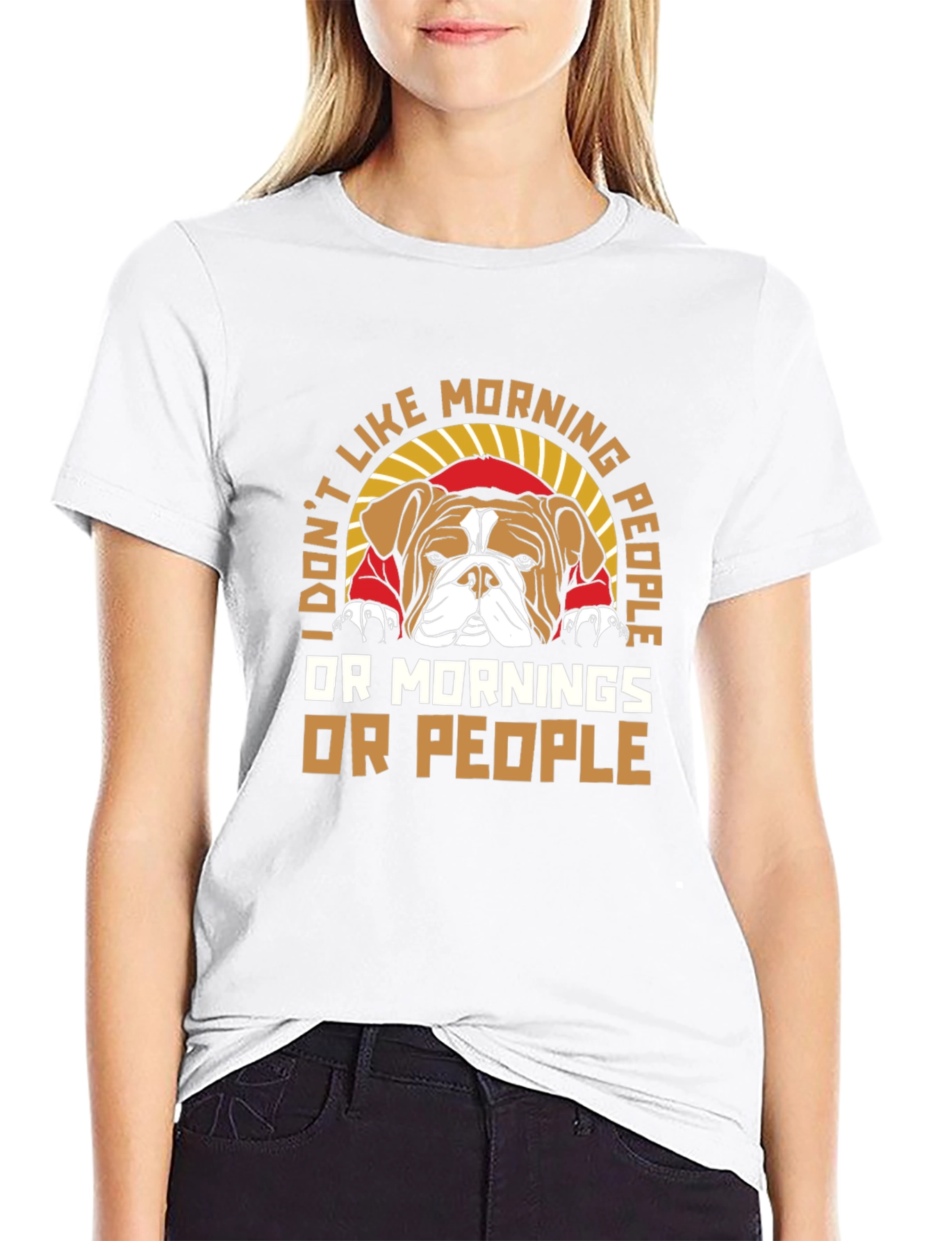 I Dont Like Morning People Bulldog T-Shirt