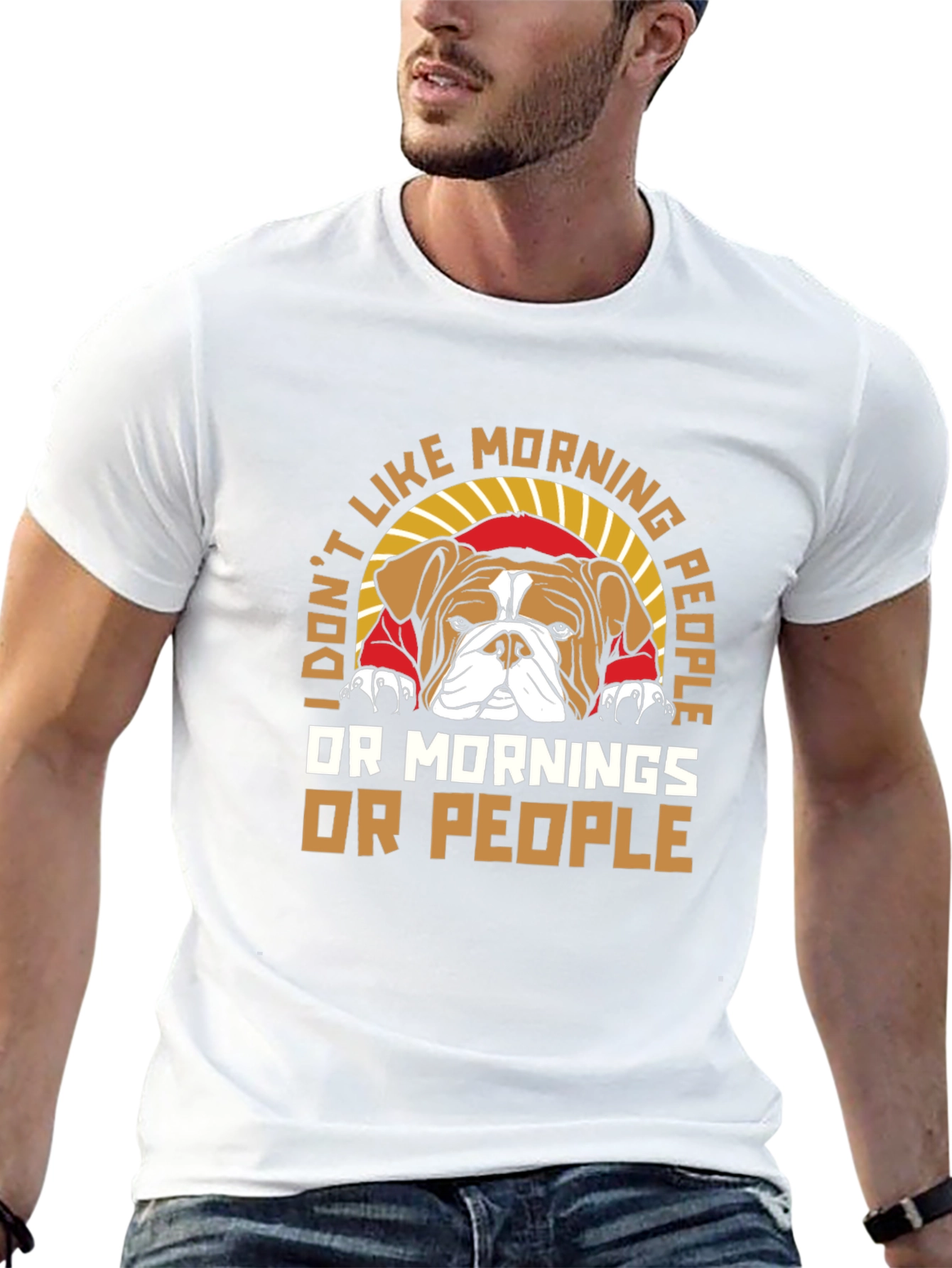 I Dont Like Morning People Bulldog T-Shirt